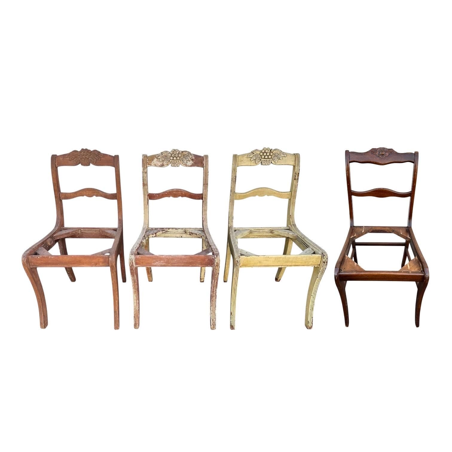 Vintage Carved Wood Chair - Shabby Chic Cottage Farmhouse Flower & Grapes Decor - Project Restoration - Thumbnail 10