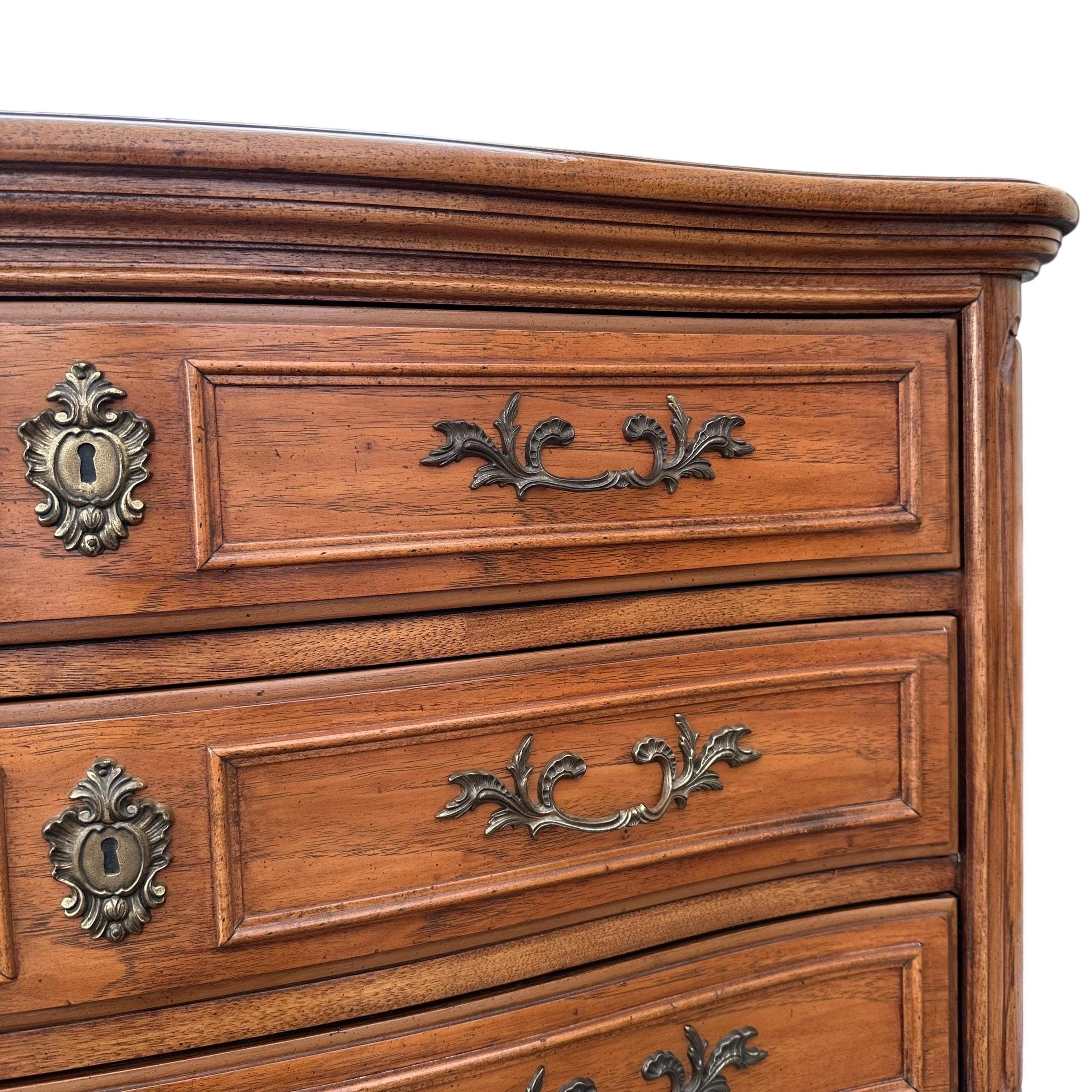 SOLD Vintage Thomasville French Provincial Serpentine Dresser - Shabby Chic 6-Drawer Tallboy - Thumbnail 3