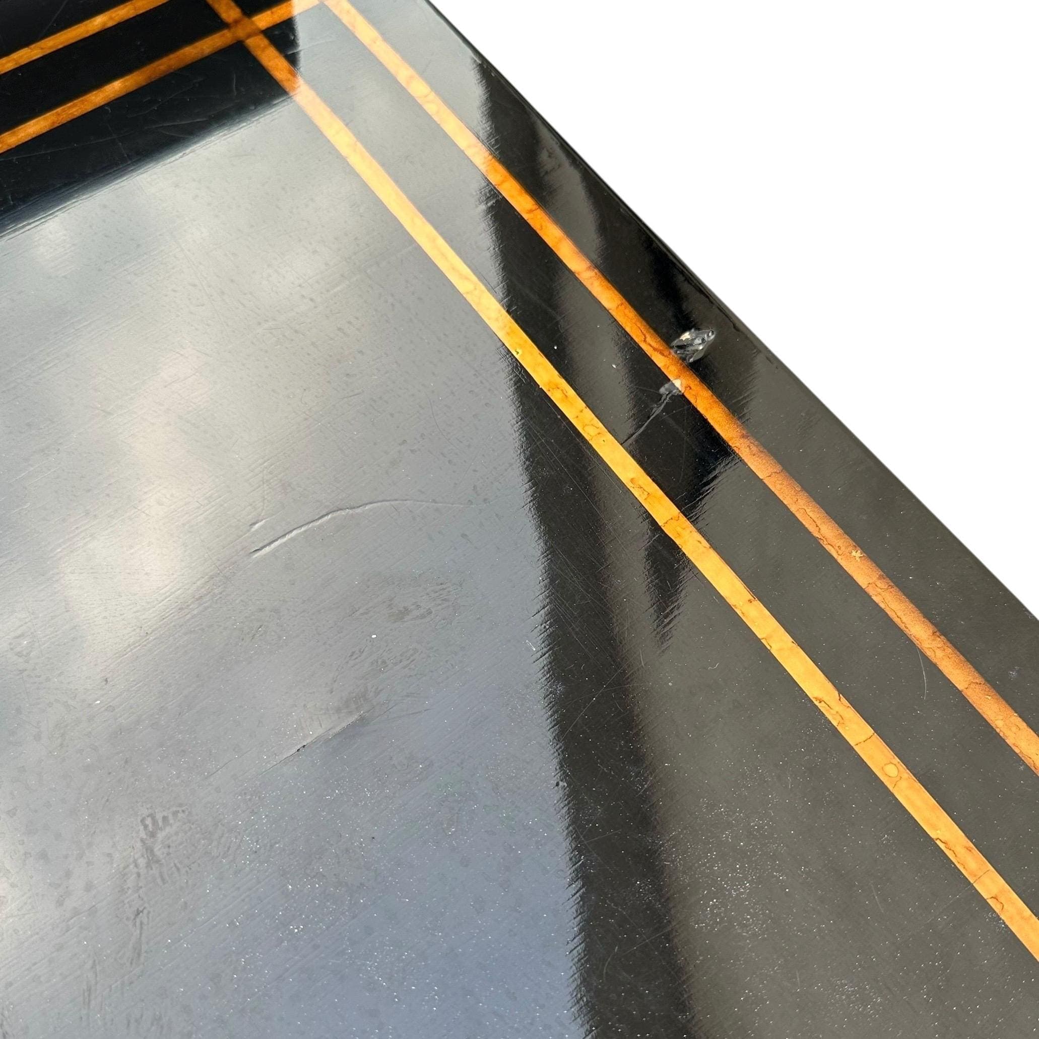 Vintage Black Pagoda Bench Project 48” - Elegant Sculptural Oriental Asian Style with Gold Inlay - Thumbnail 7