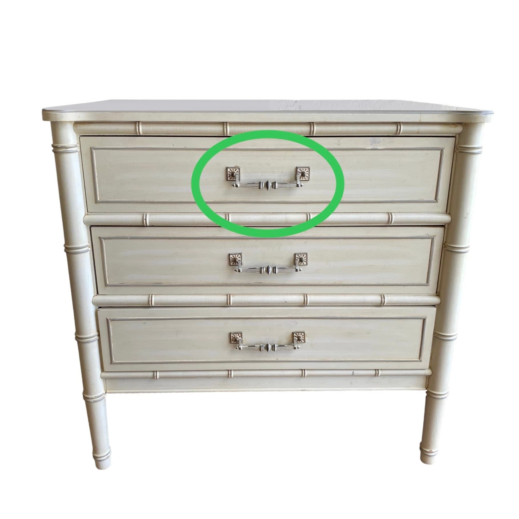 Henry Link Bali Hai Hardware 5" Center - Original Vintage Drawer Pull for 1970s Faux Bamboo Dresser or Chest Drawer with 5 Inch Holes - Thumbnail 10