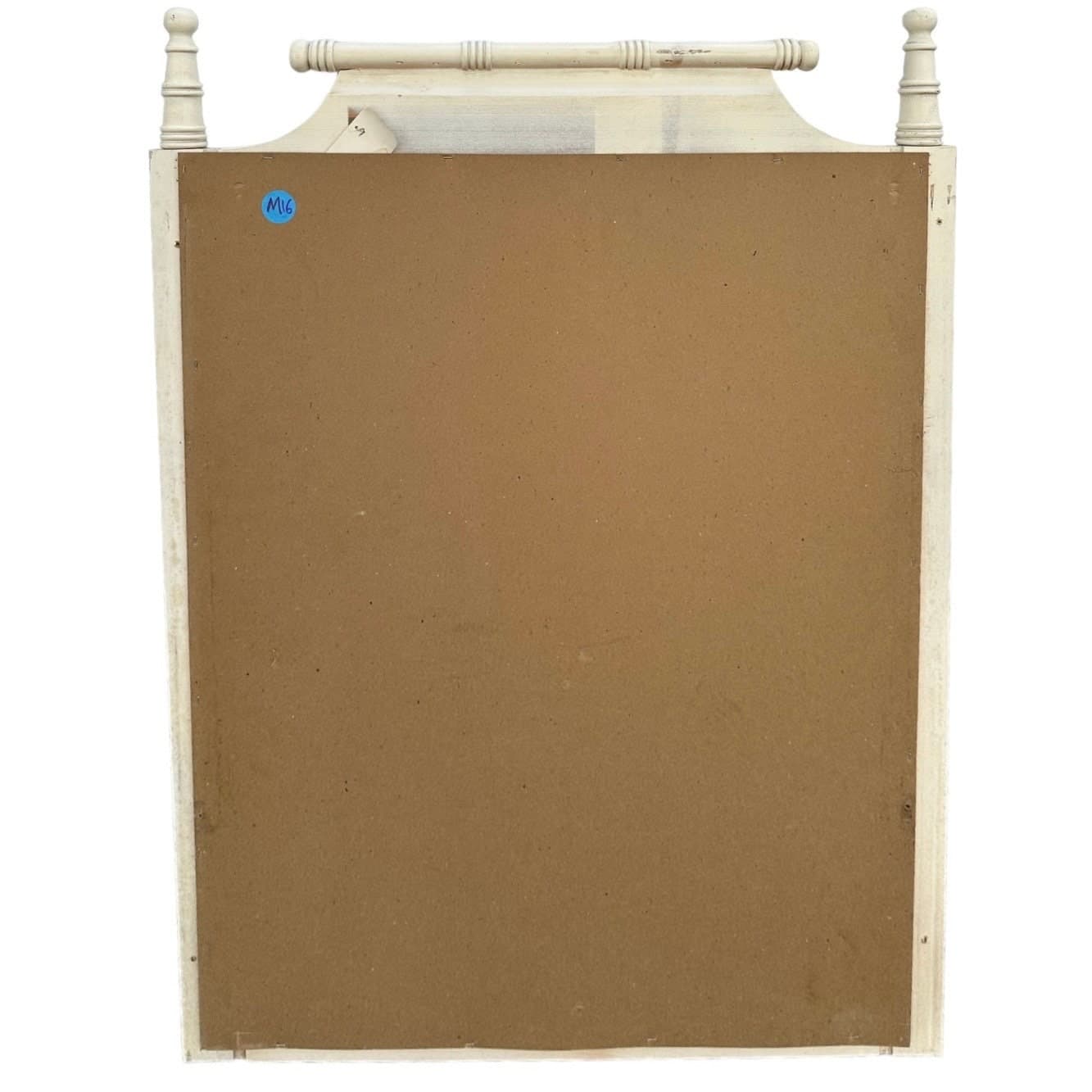 Faux Bamboo Mirror 42x30 LOCAL PICKUP Vintage Creamy White Coastal Hollywood Regency Style - Thumbnail 6