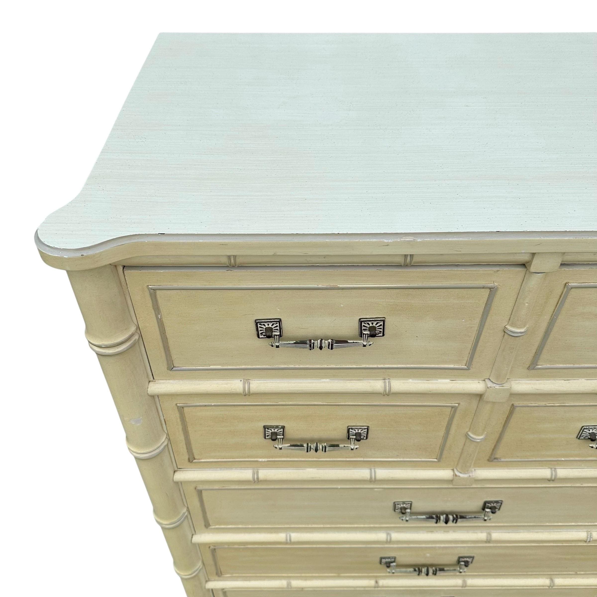 Vintage Henry Link Bali Hai Tallboy Dresser: Faux Bamboo 5-Drawer Chest - Thumbnail 5