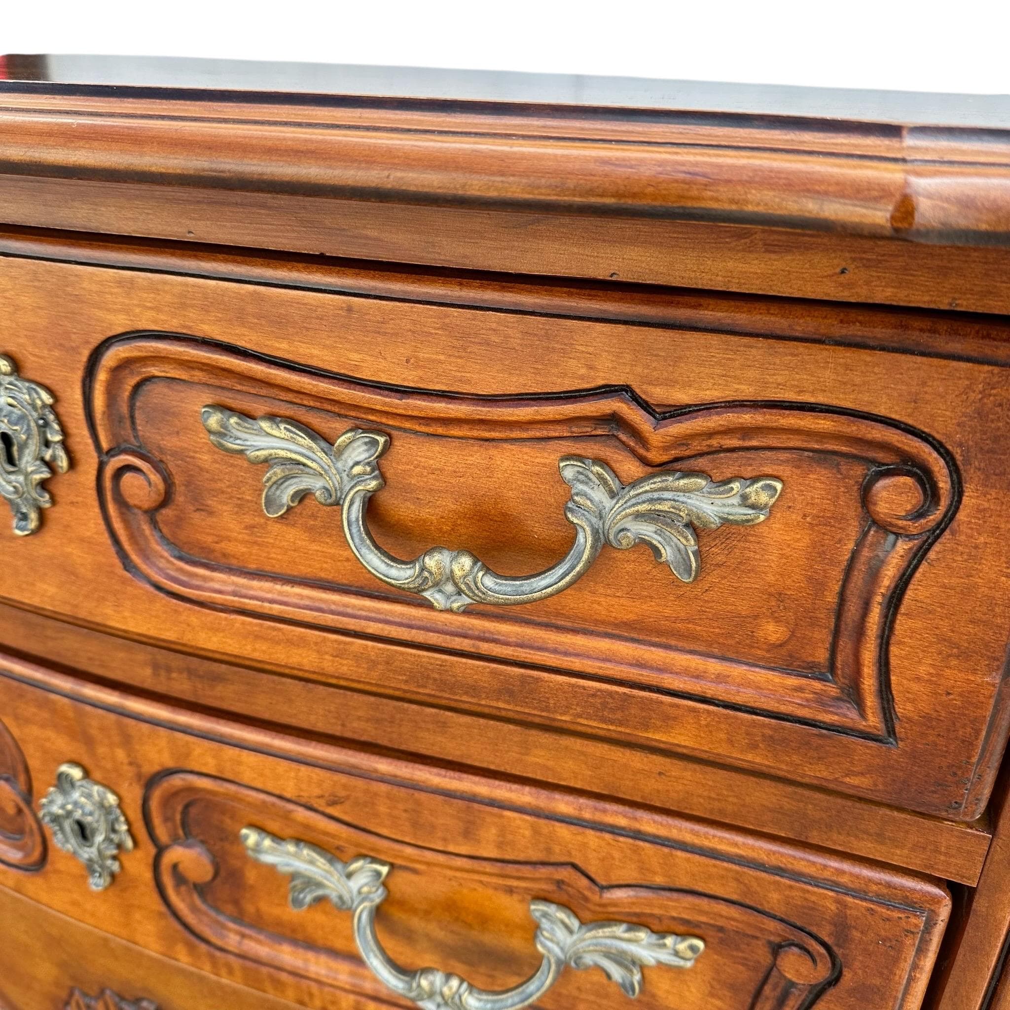 Louis XV Style Commode by Hickory Chair 30” Vintage French Provincial Cherry Wood Chest - Thumbnail 3