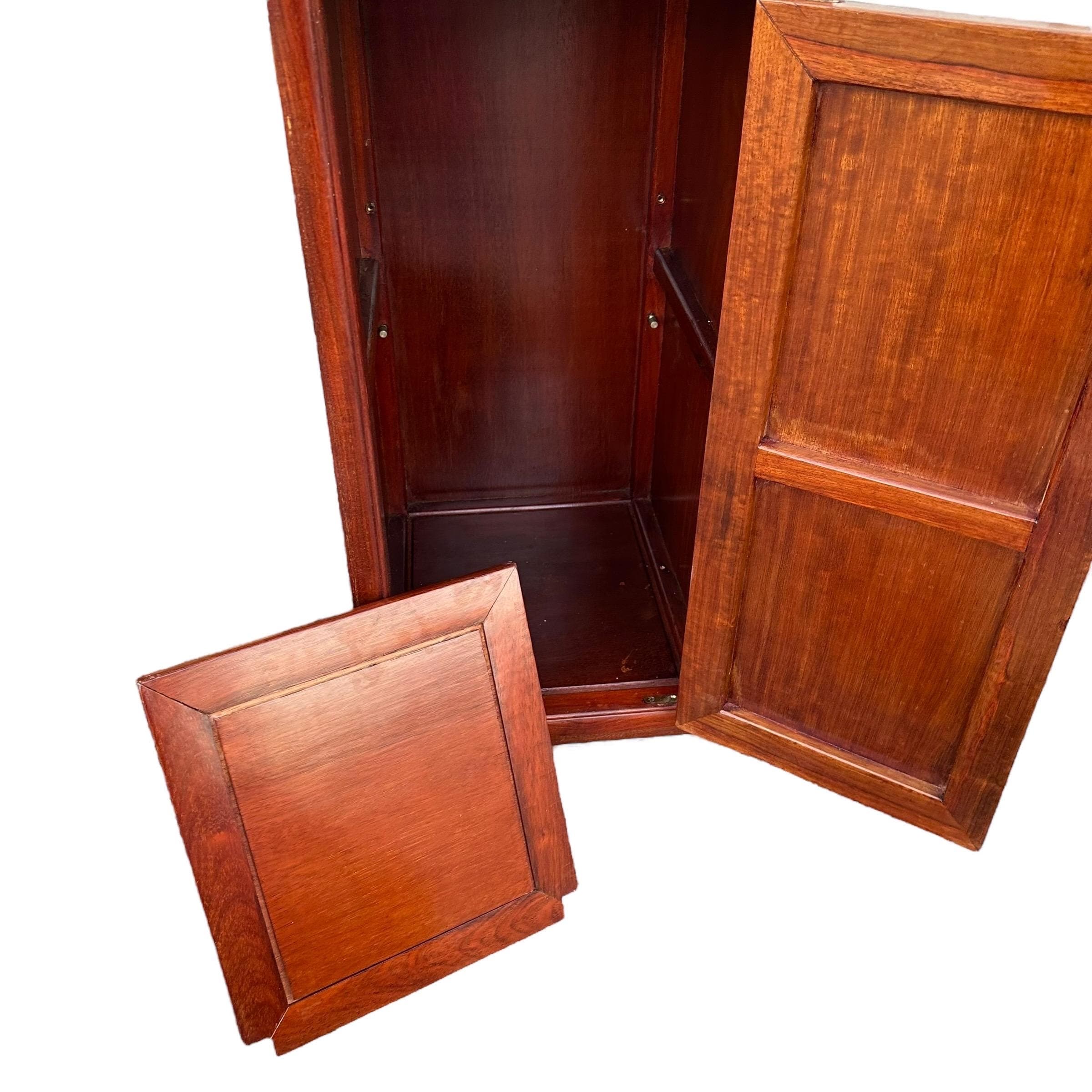 Vintage Chinoiserie Cabinet - Solid Wood Accent Table, Mortise & Tenon Joinery - Thumbnail 6