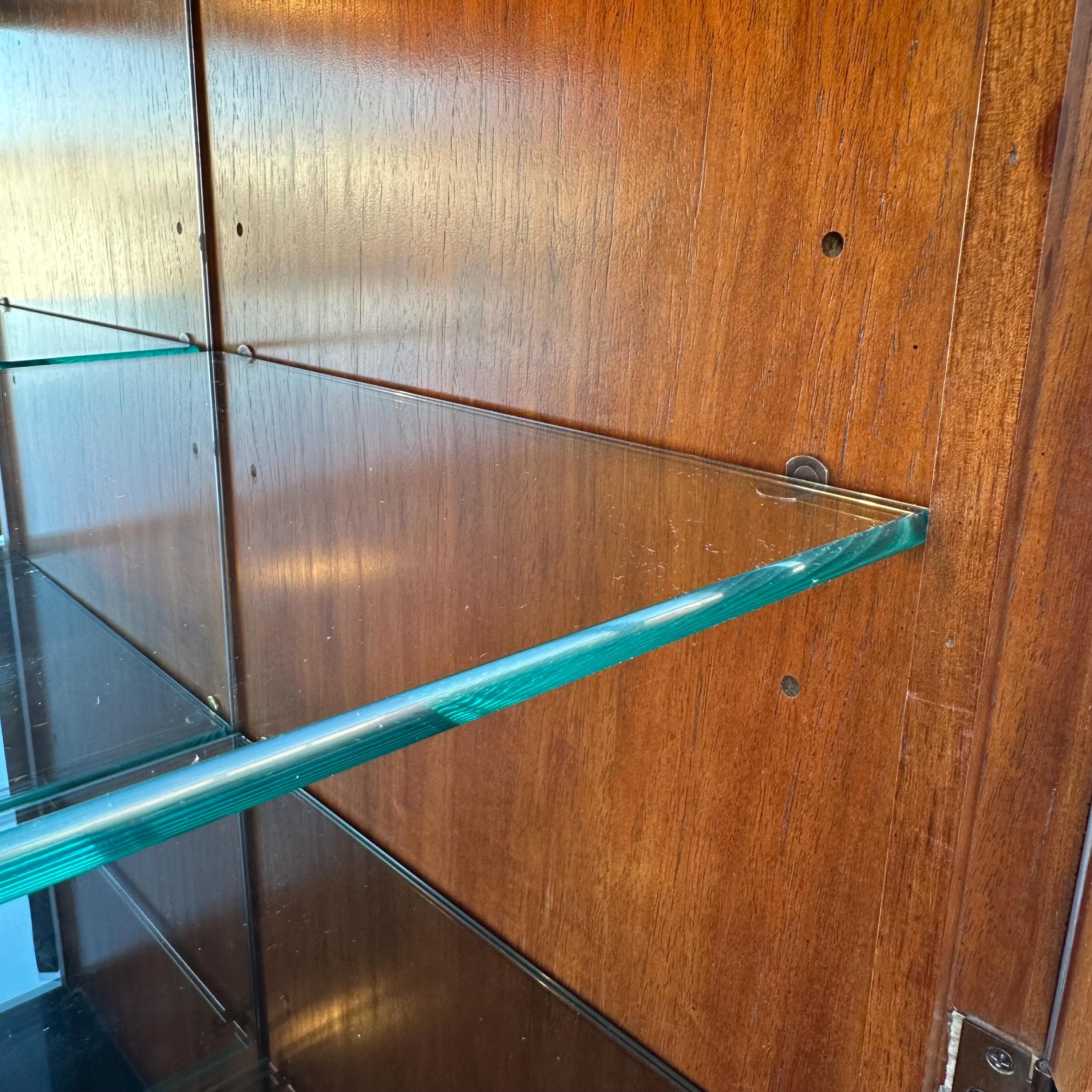 Lighted Bar Cabinet by Thomasville Mystique- Vintage Chinoiserie Asian Style Wood, Mirror Glass & Brass Storage Case, Drawers, Display Shelf - Thumbnail 7