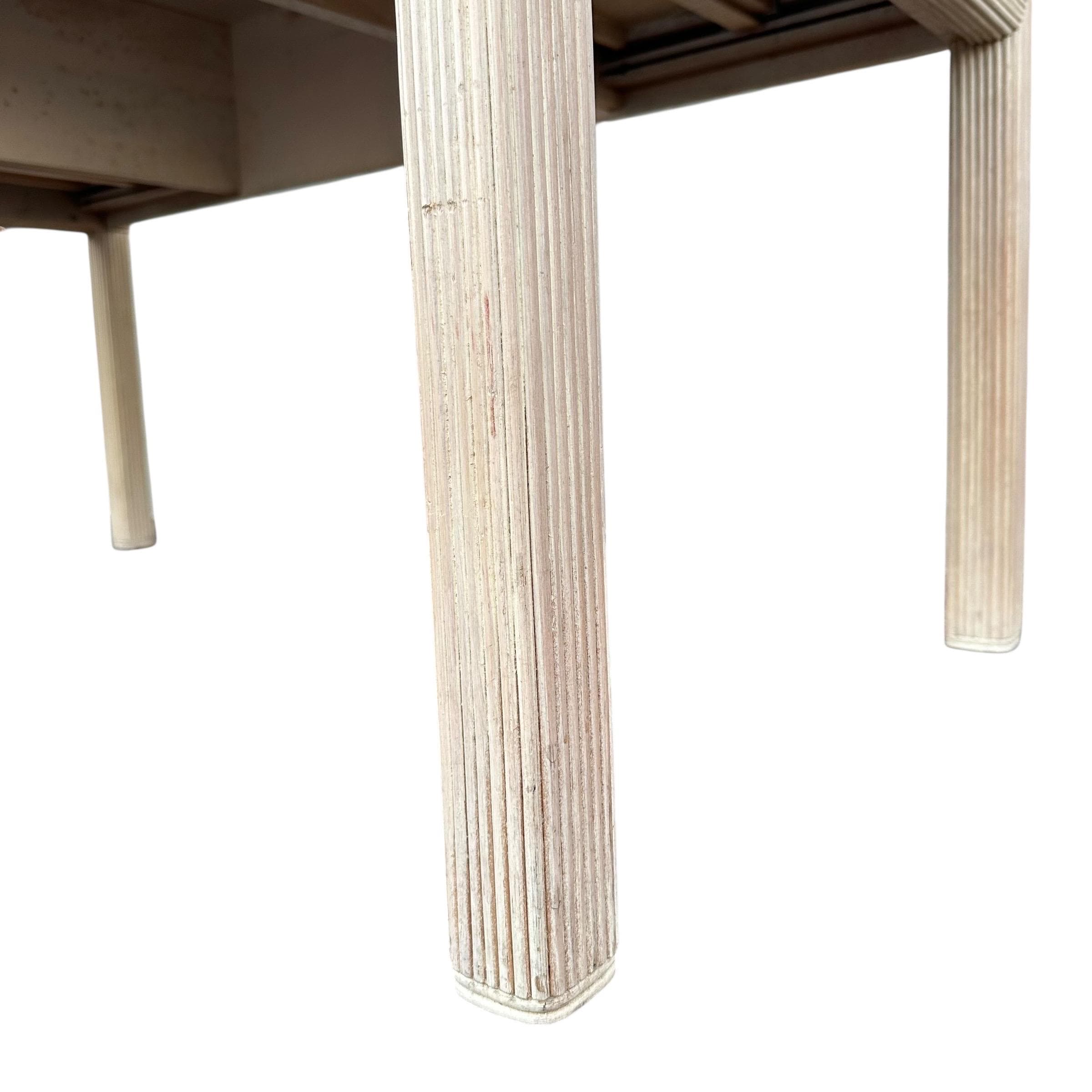 Vintage Whitewash Pencil Reed Desk 54" - American Drew Hollywood Regency - Thumbnail 7