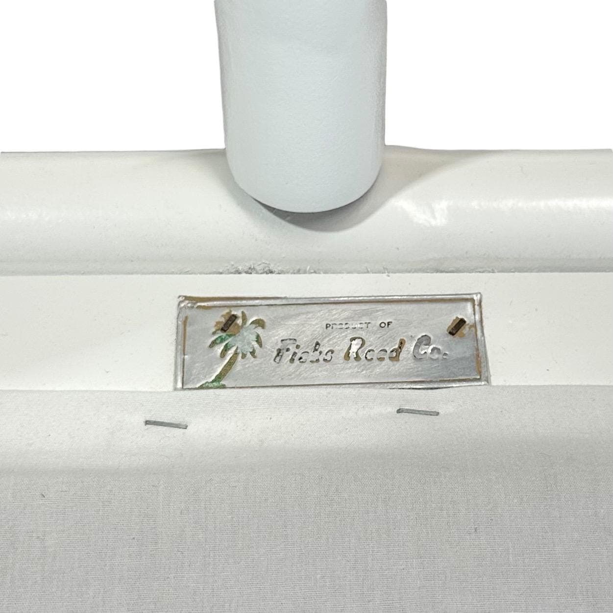 Ficks Reed White Rattan Sofa 50” - Vintage 1950s Midcentury One Arm Settee with Brass Floral Cap - John Wisner Loveseat - Thumbnail 6