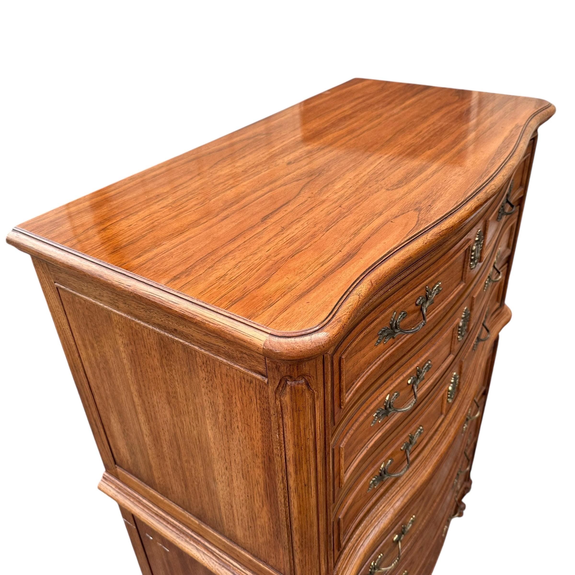 SOLD Vintage Thomasville French Provincial Serpentine Dresser - Shabby Chic 6-Drawer Tallboy - Thumbnail 9