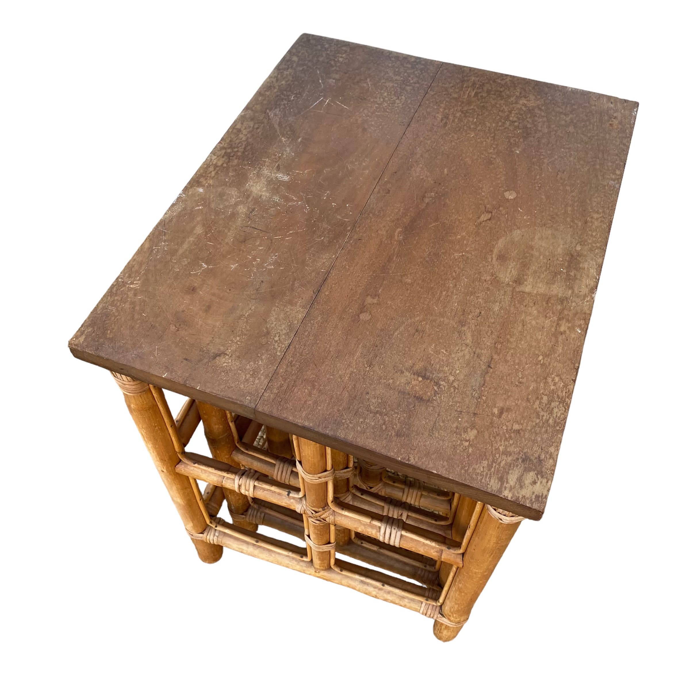 Bamboo Nesting Tables FREE SHIPPING Set of 3 Vintage Boho Rattan & Wood Coastal Chic Furniture - Thumbnail 6