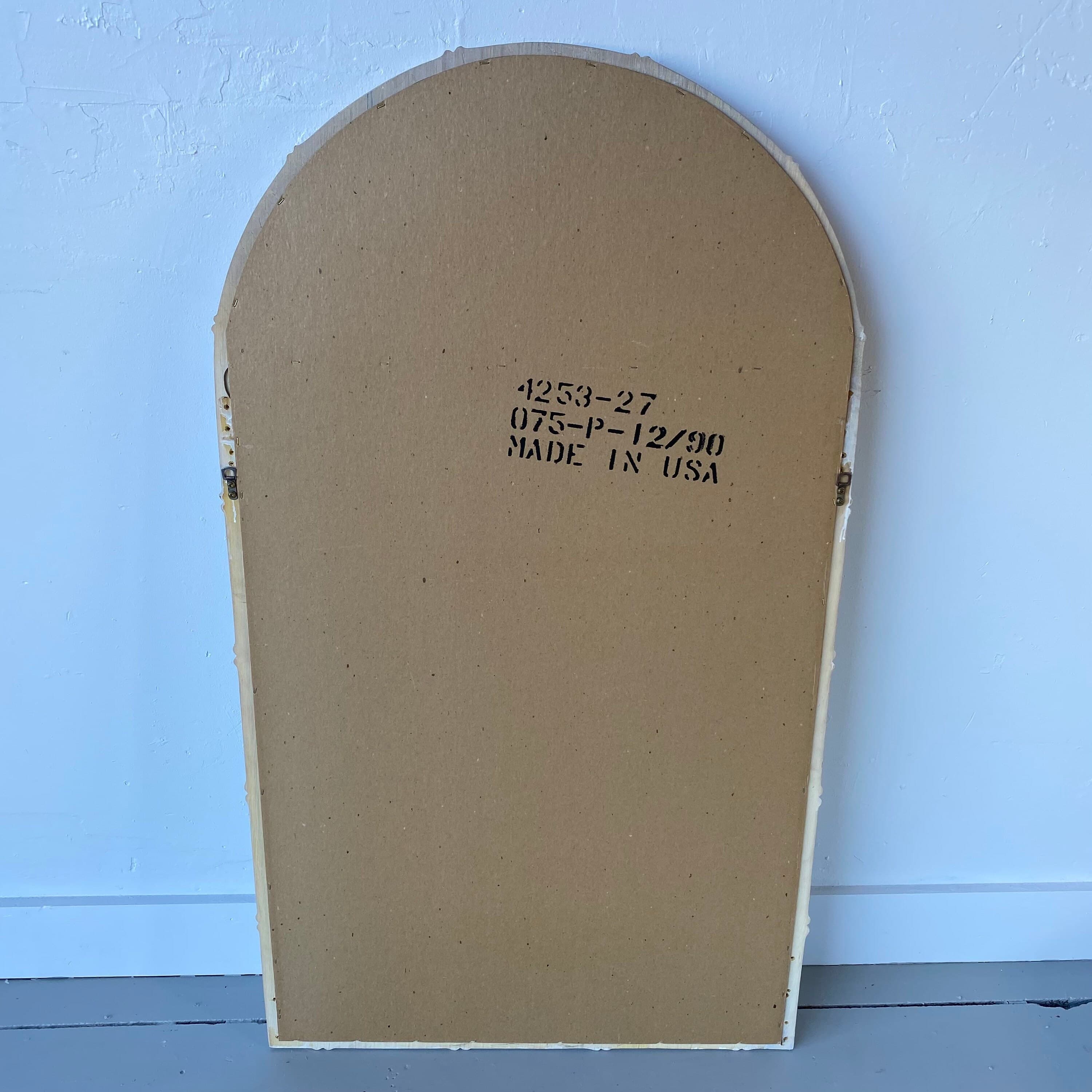 Faux Bamboo & Wicker Mirror 51x29 LOCAL PICKUP Vintage Broyhill Rounded Whitewash Coastal Hollywood Regency Style - Thumbnail 7