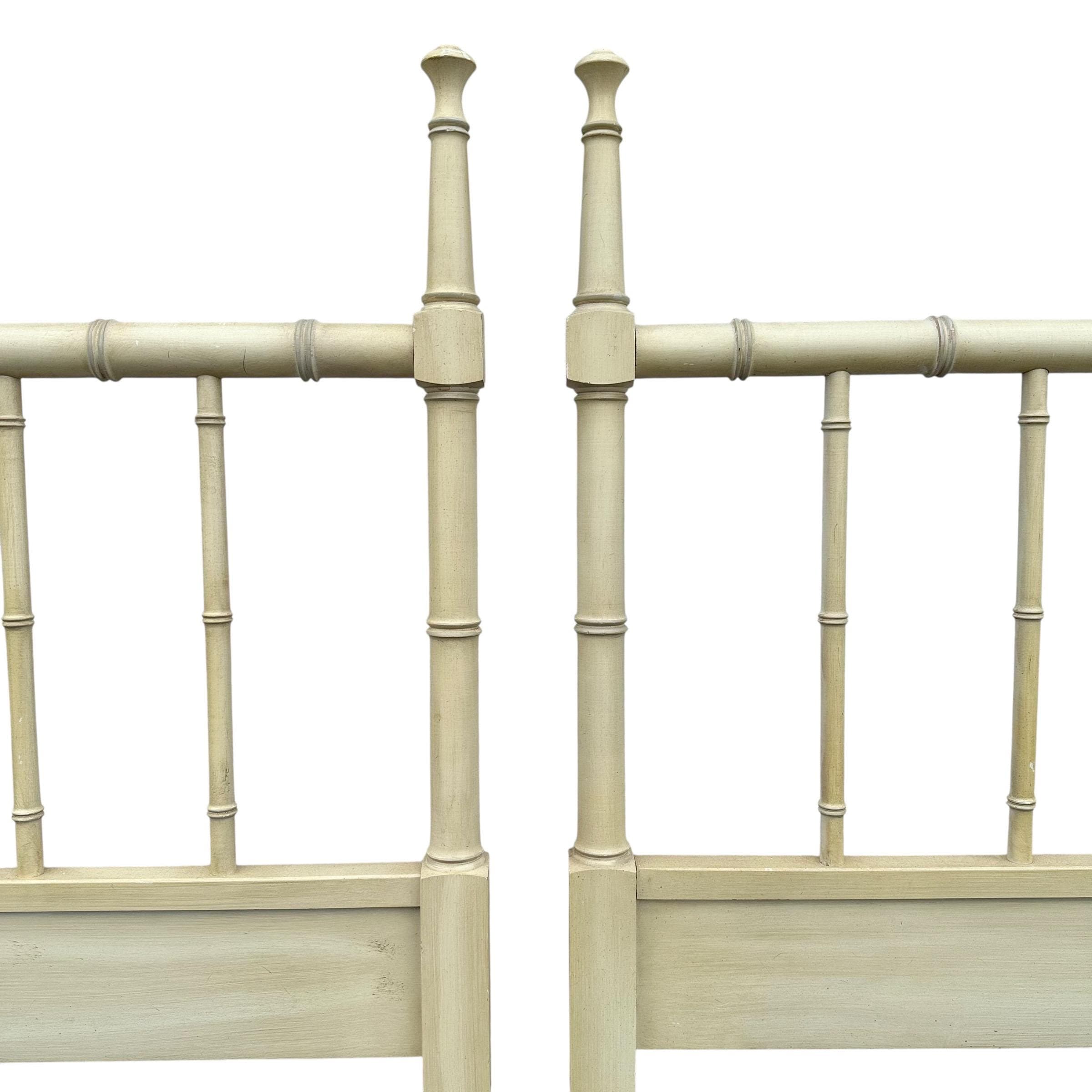 Vintage Faux Bamboo Twin Headboards - Henry Link Bali Hai White Coastal Hollywood Regency Pair - Thumbnail 4