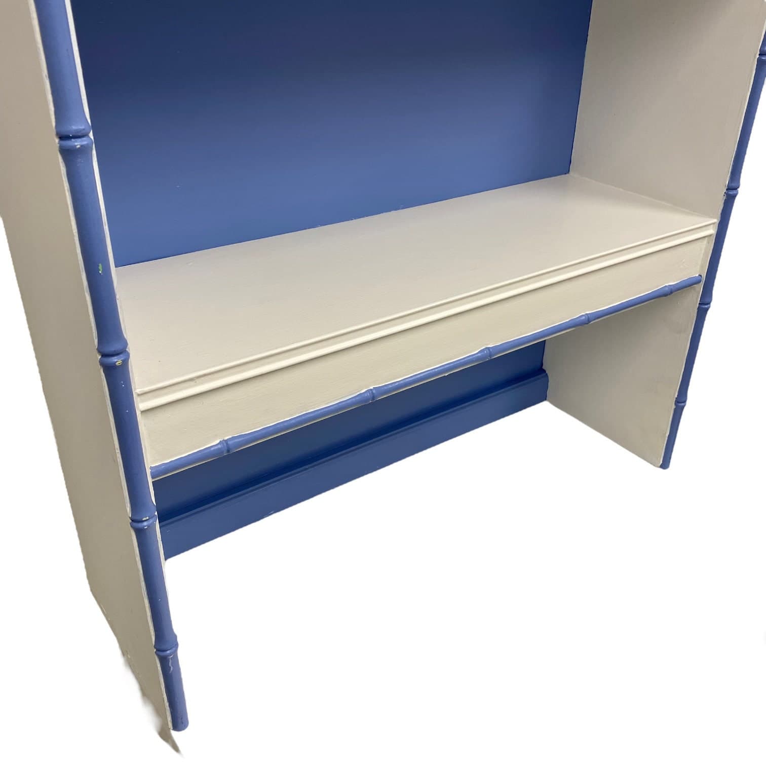 Thomasville Allegro Hutch Bookcase Painted White & Blue - Vintage Hollywood Regency Coastal Bedroom Furniture - Thumbnail 5
