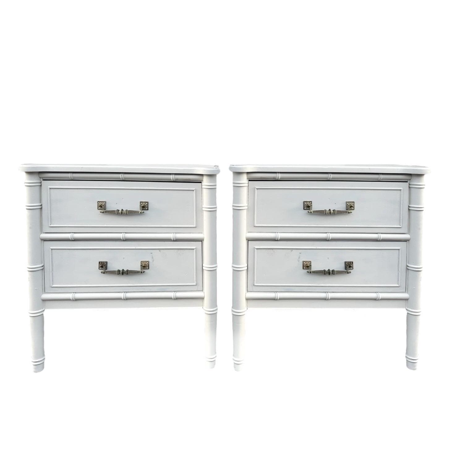 Vintage Faux Bamboo Nightstands - Henry Link Bali Hai - Hollywood Regency Chinoiserie - Set of 2 - Image 1