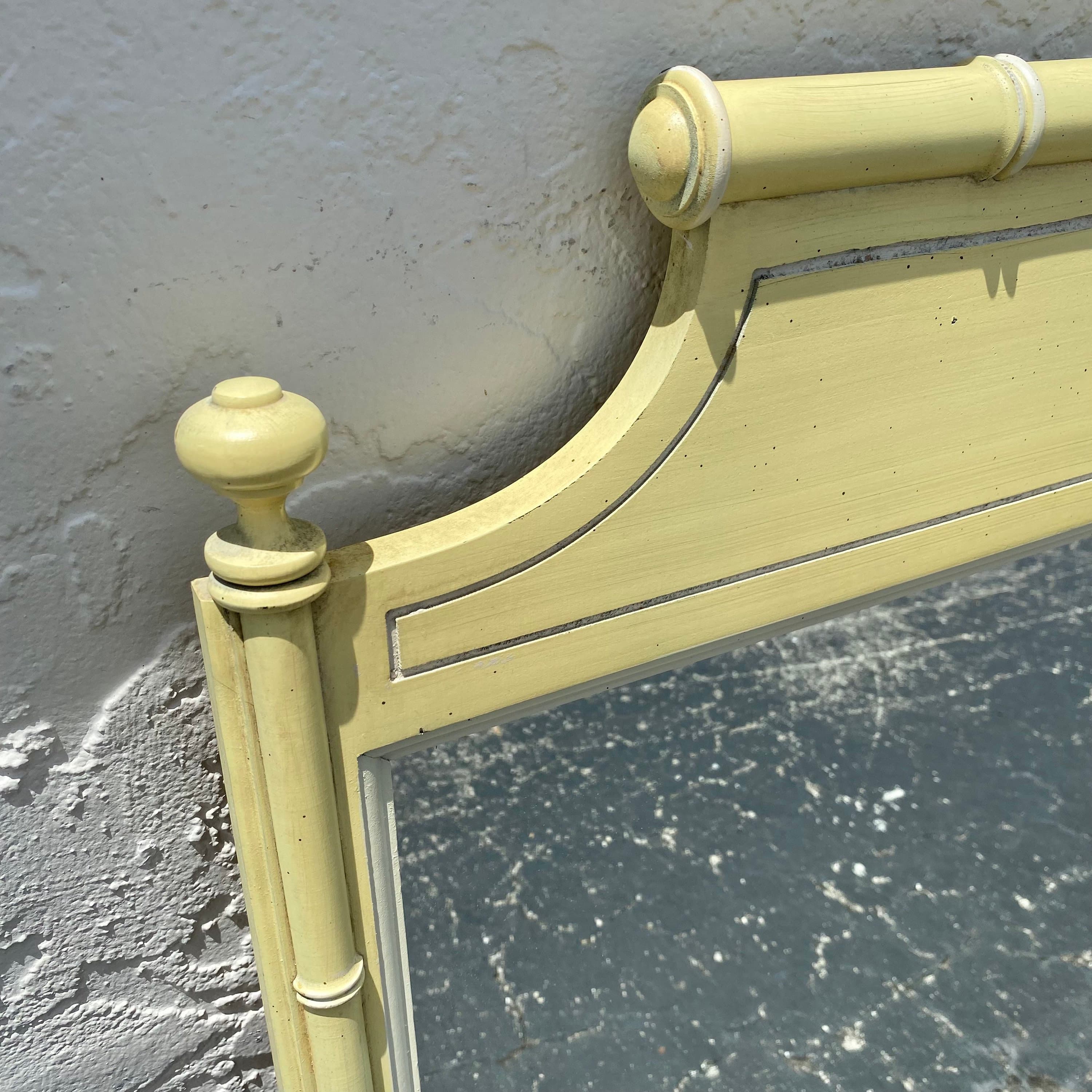 Vintage Faux Bamboo Mirror: Henry Link Bali Hai Yellow Wash, Coastal Hollywood Regency - Thumbnail 3