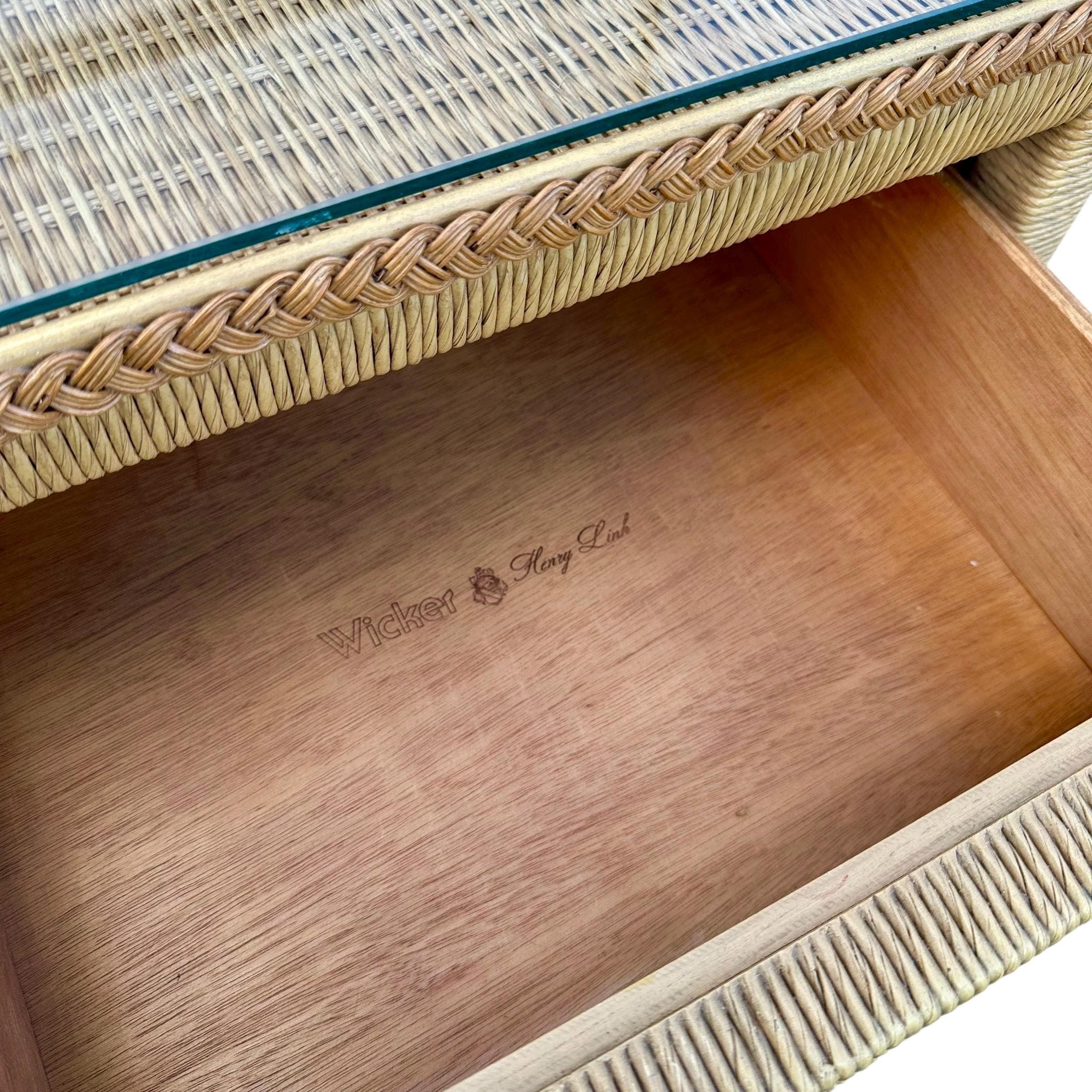 Henry Link Wicker Dresser with 9 Drawers - Vintage Wrapped Rattan Coastal Boho Chic Furniture - Thumbnail 7