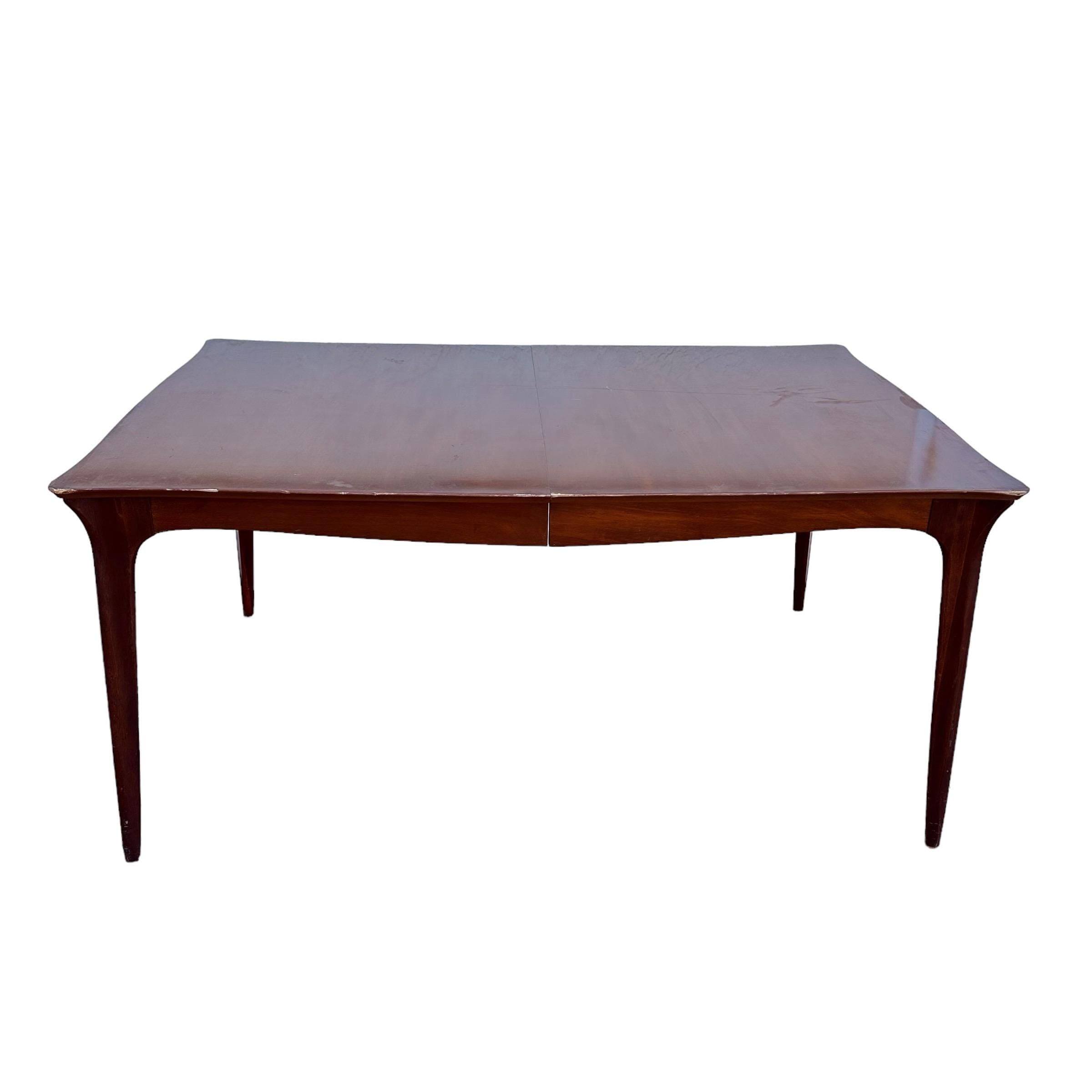 1950s Mid-Century Modern Dining Table Project by Drexel Dateline Collection 62" to 86" Long Mahogany Wood with 2 Leaves MCM - Thumbnail 3