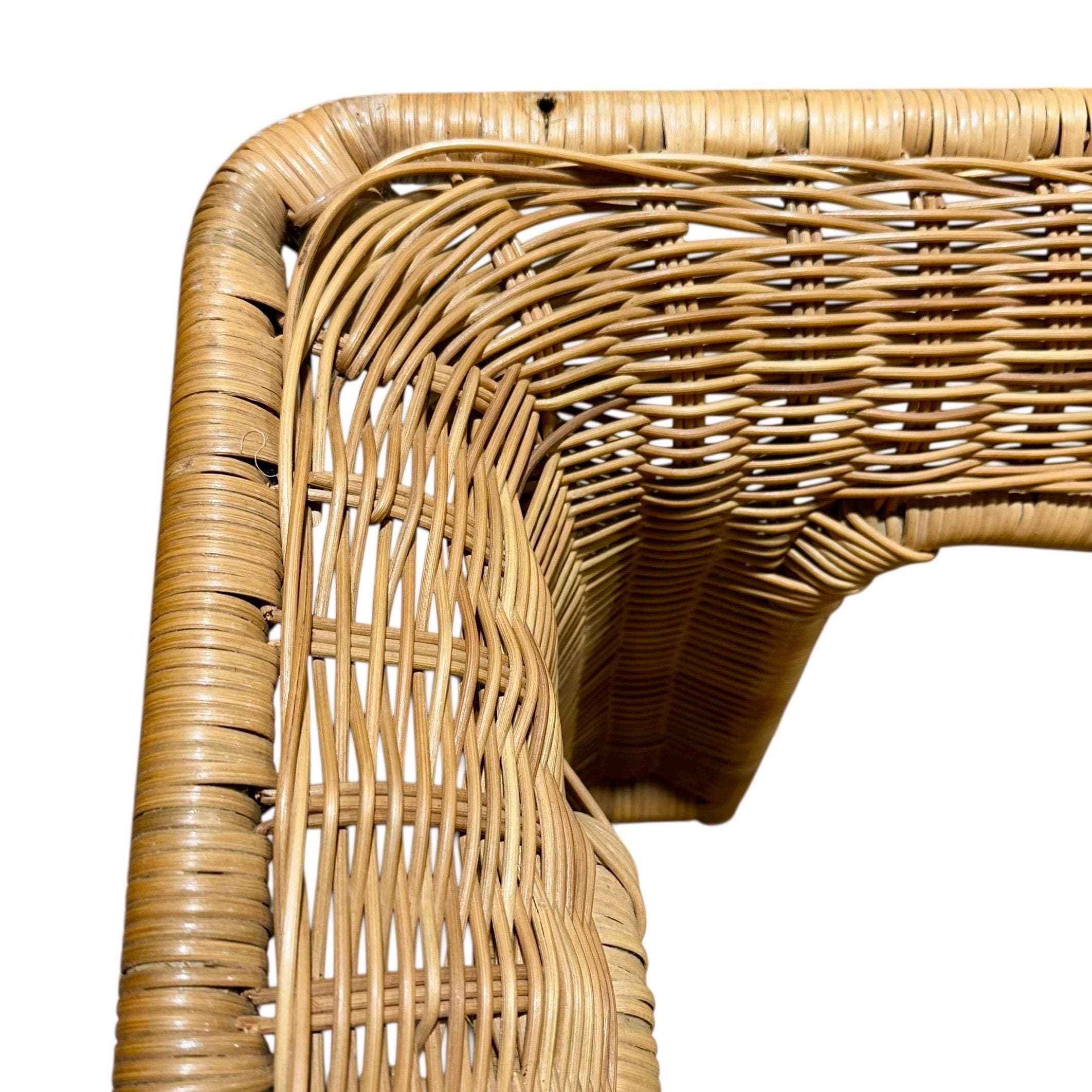 Rattan Coffee Table 56” Long - Vintage Rectangular Coastal Boho Chic Hollywood Regency Bamboo Style Furniture - Thumbnail 9