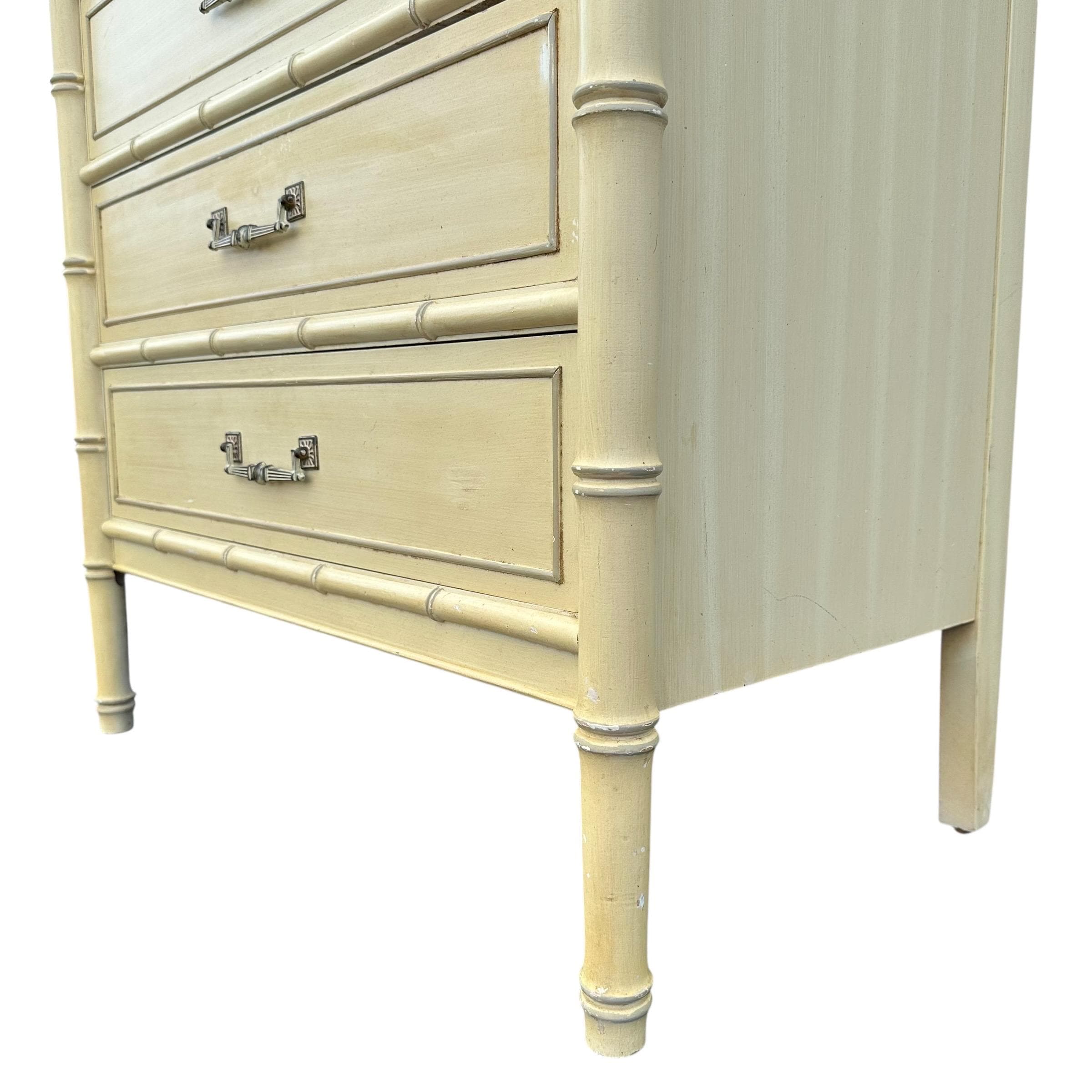 Vintage Henry Link Bali Hai Tallboy Dresser: Faux Bamboo 5-Drawer Chest - Thumbnail 10