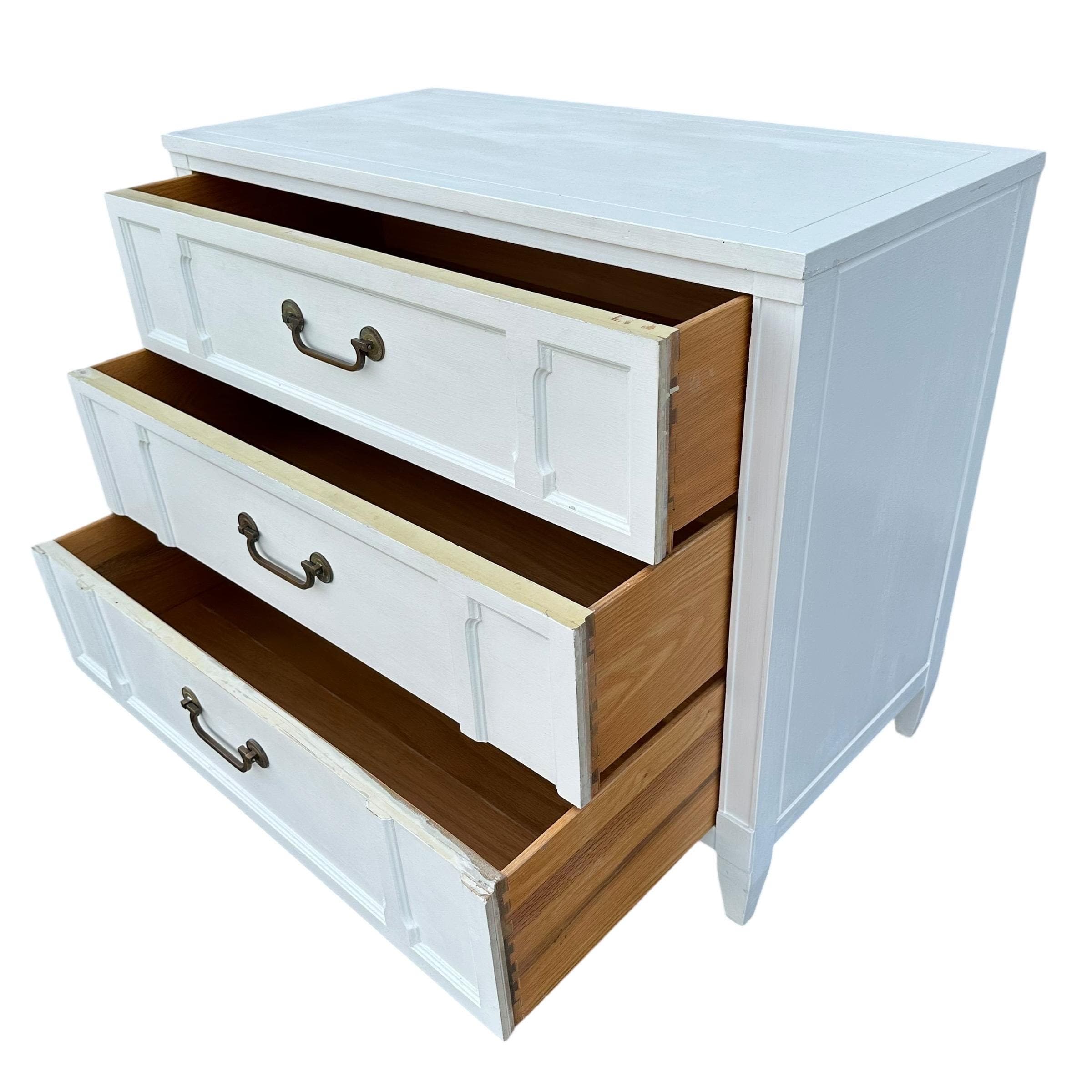 Large Nightstands 30" Tall x 36' Wide by Drexel Triune - Set of 2 Vintage 1960s Midcentury White Bedside Commode Chest Server Cabinets Pair - Thumbnail 3