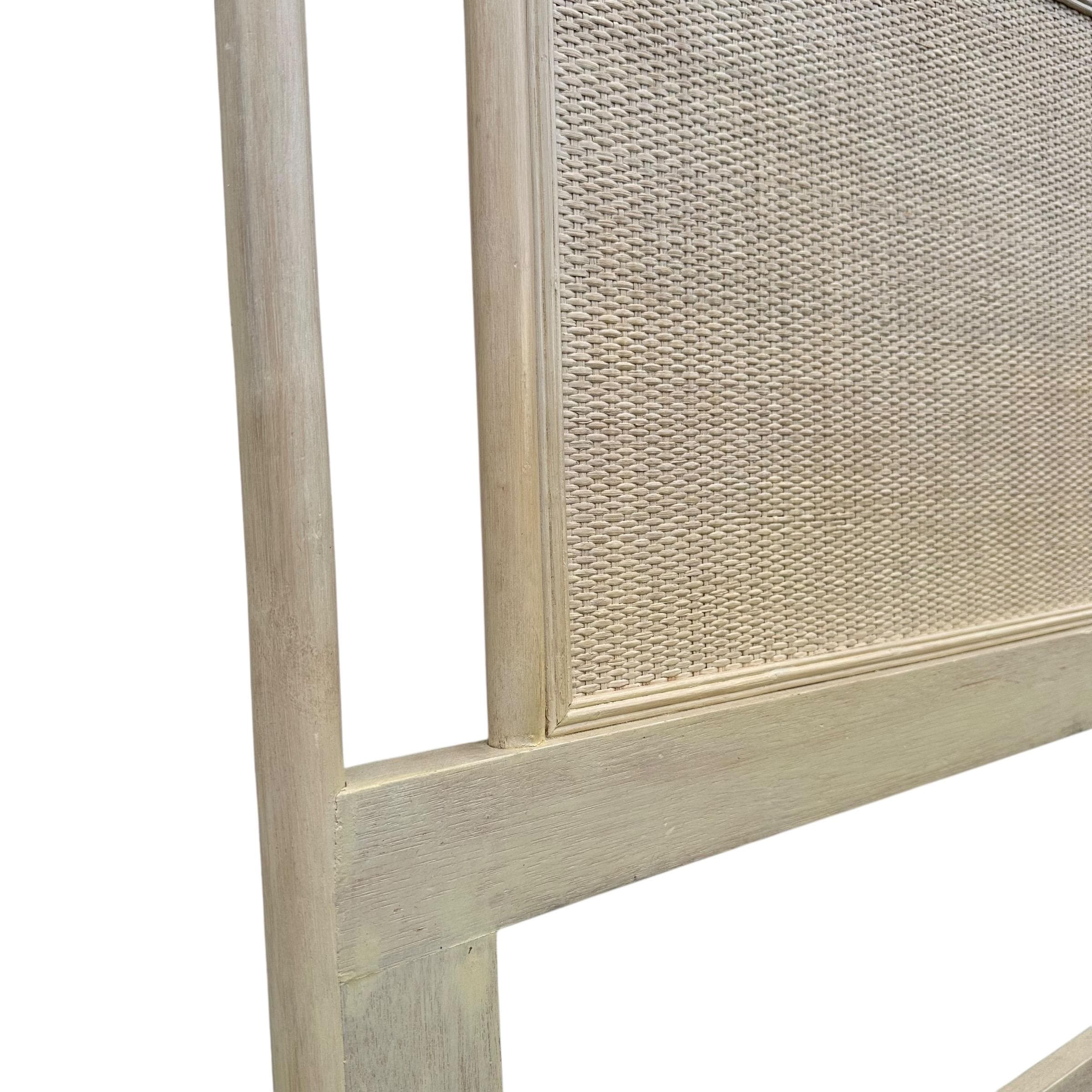 Queen Rattan Wicker Bamboo Headboard by Ficks Reed – Vintage Whitewashed Coastal Boho Chic Bedroom Furniture - Thumbnail 5