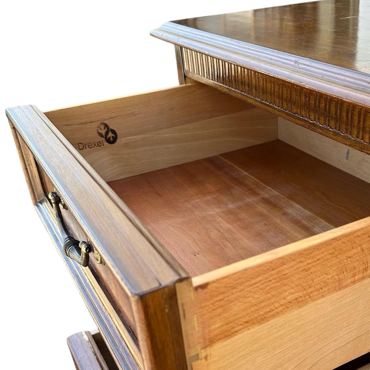 Vintage Drexel Heritage Tryon Manor Dresser 71” English Tudor Style, Solid Wood, Brass Pulls - Thumbnail 8