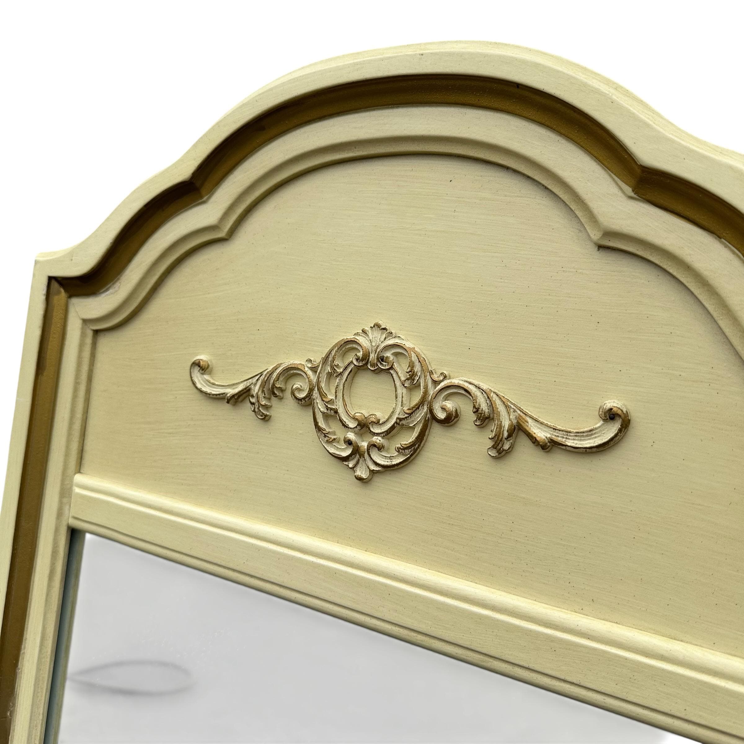 French Provincial Mirrors by Henry Link 47x19 LOCAL PICKUP Set of 2 Arched Vintage White & Gold Curved Rounded Pair - Thumbnail 5