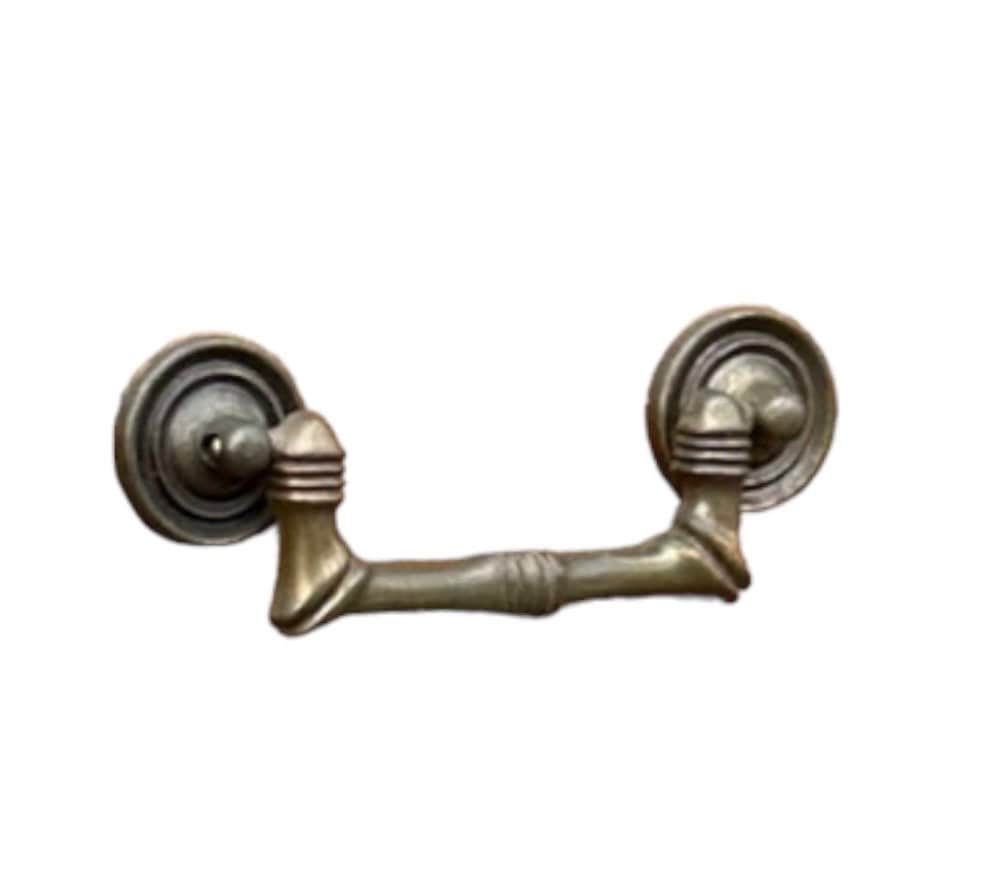 Broyhill Faux Bamboo Hardware 3.75" Center - Original Vintage Brass Tone Pull for Dresser, Nightstand or Chest of Drawers 3.75 Inch Holes - Thumbnail 5