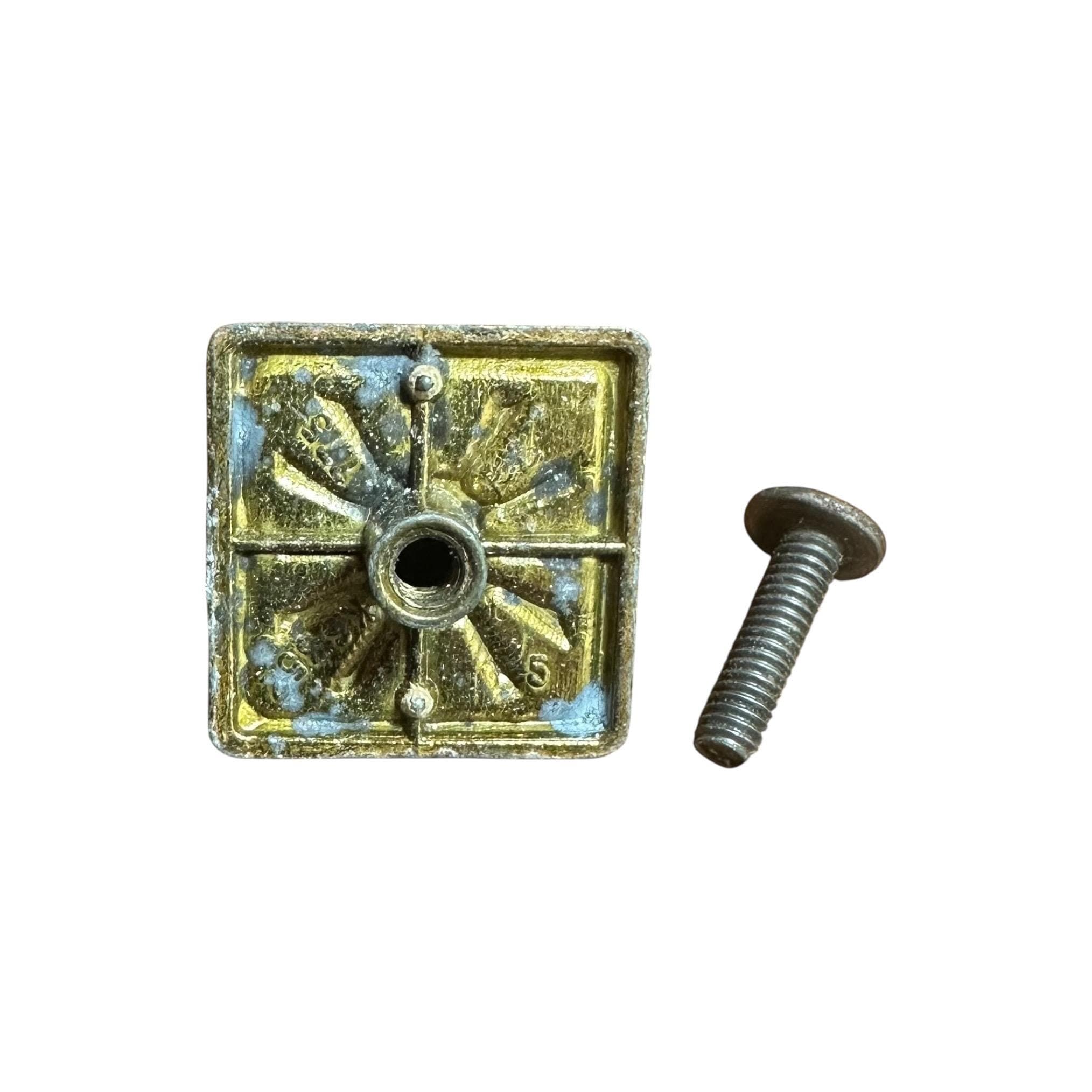 Henry Link Bali Hai Square Sunburst Backplate Hardware - Original Vintage Drawer Pull Part for 1970s Faux Bamboo Dresser Drawer - Size 1" - Thumbnail 5