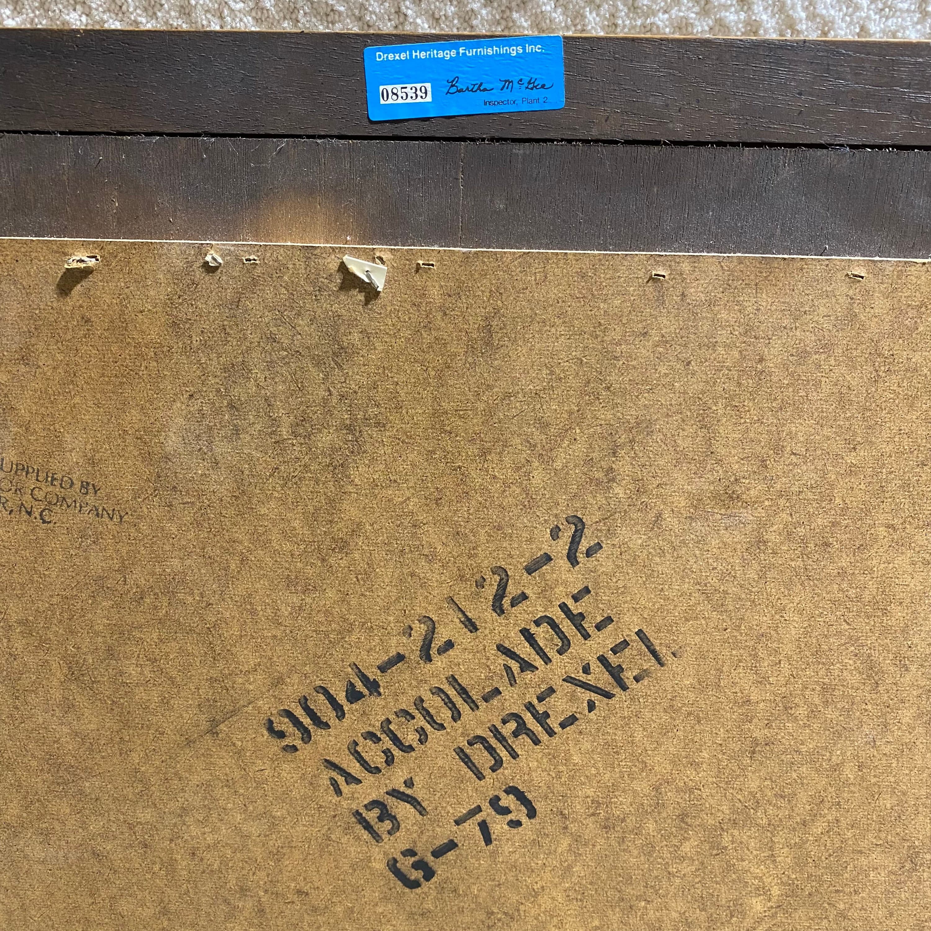 Drexel Accolade Mirror 48x33 LOCAL PICKUP Vintage Campaign Style Rectangular Wood with Beveled Edge Glass - Thumbnail 6