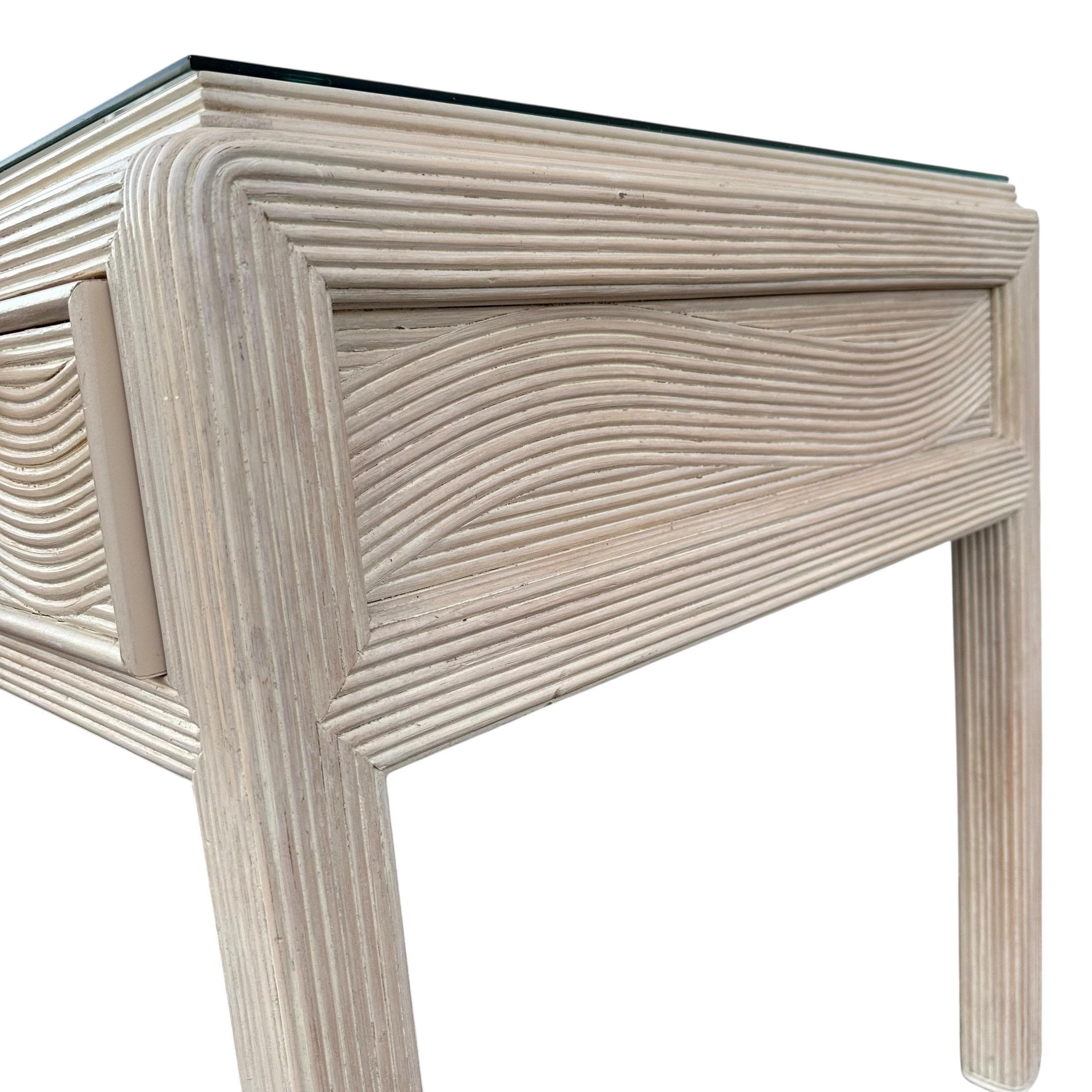 Vintage Whitewash Pencil Reed Desk 54" - American Drew Hollywood Regency - Thumbnail 6