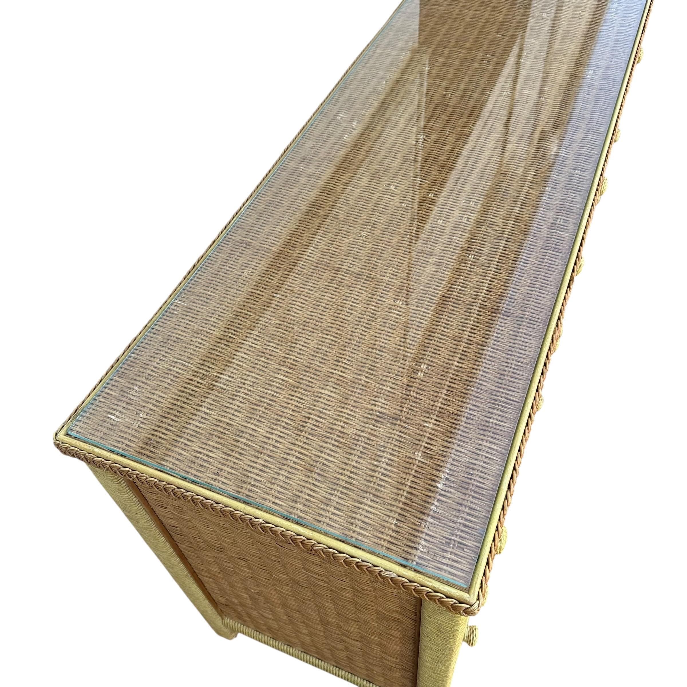 Henry Link Wicker Dresser with 6 Drawers - Vintage Wrapped Rattan Coastal Boho Chic Furniture - Thumbnail 9