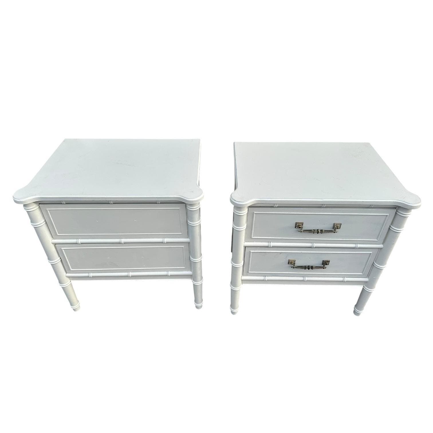 Vintage Faux Bamboo Nightstands - Henry Link Bali Hai - Hollywood Regency Chinoiserie - Set of 2 - Thumbnail 2