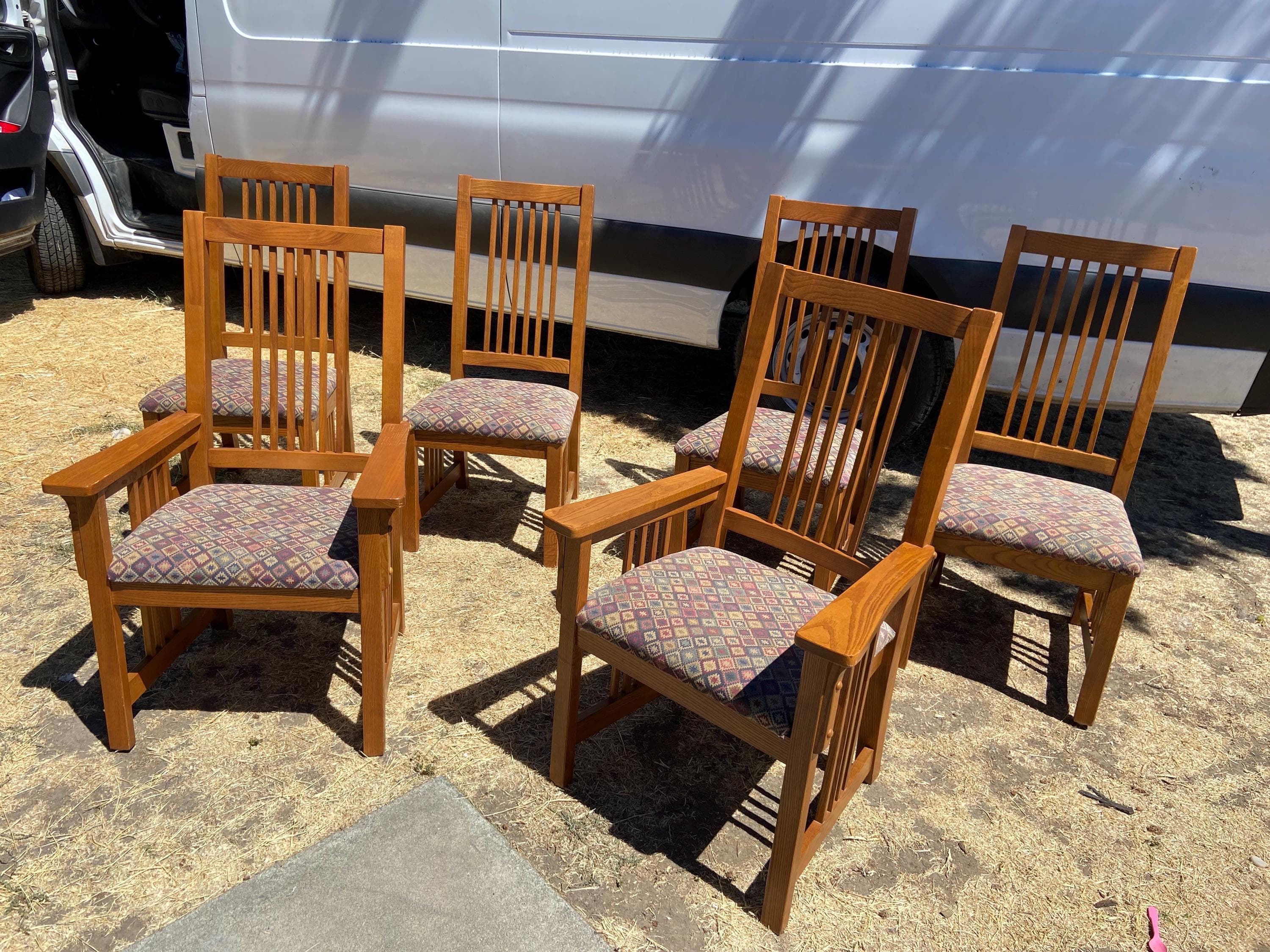 late 20th century basset furniture mission arts & crafts oak dining chairs set of 6 - Thumbnail 8