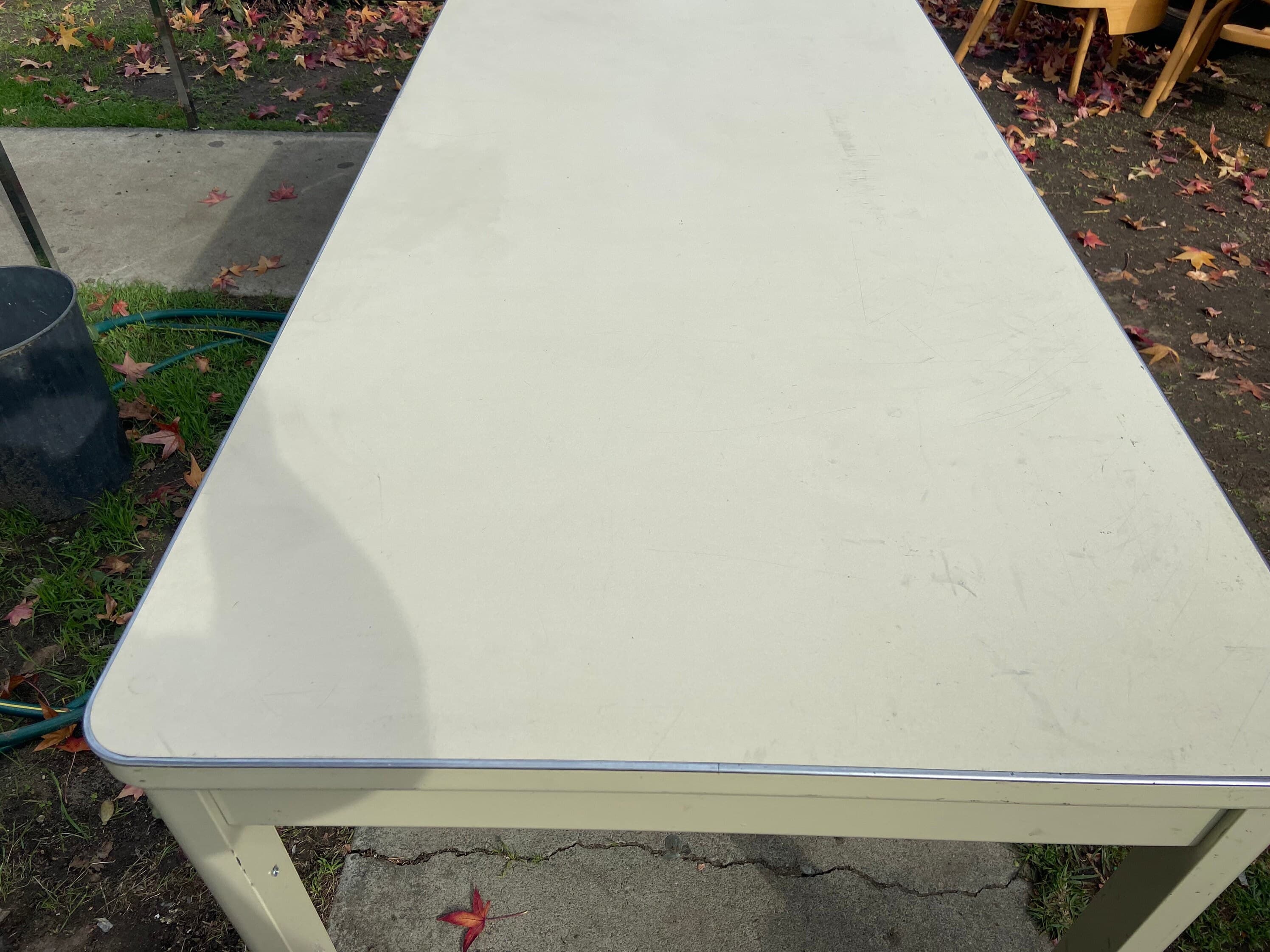 Vintage mid century modern metal tanker desk table - Thumbnail 9