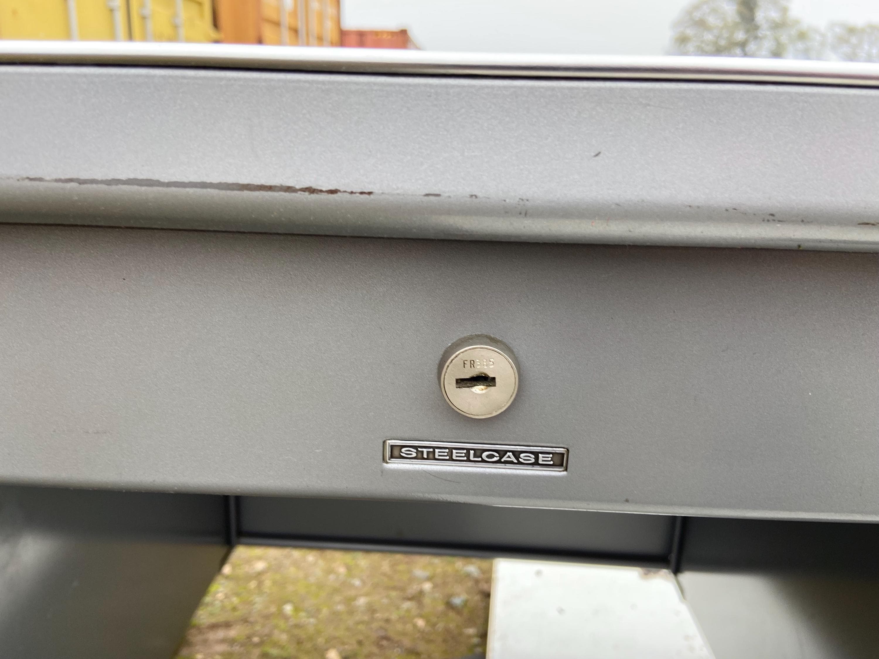 Steelcase vintage mid century modern metal tanker desk - Thumbnail 9