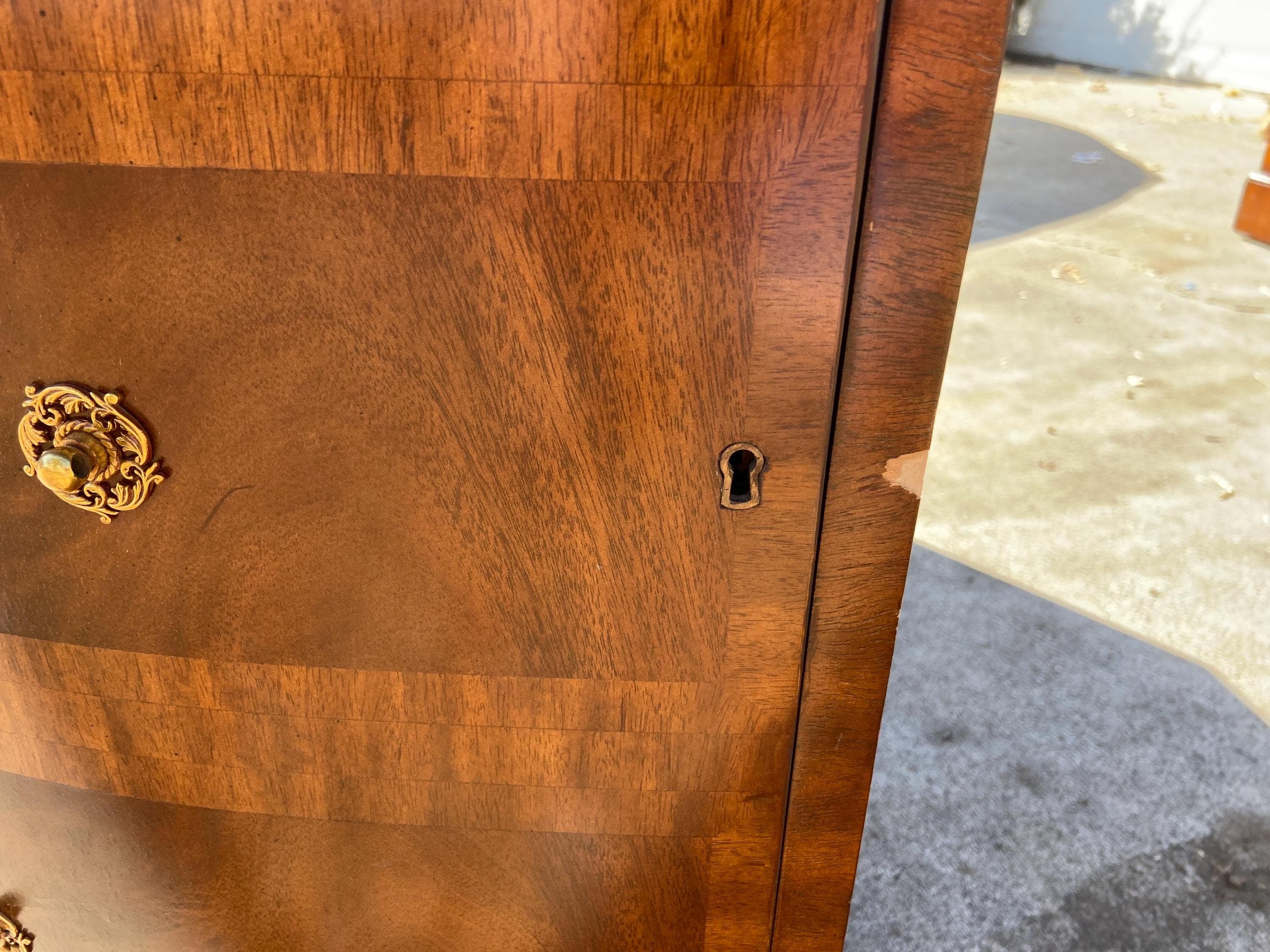 vintage Maitland Smith Oval Partners Desk Victorian burl wood style - Thumbnail 4