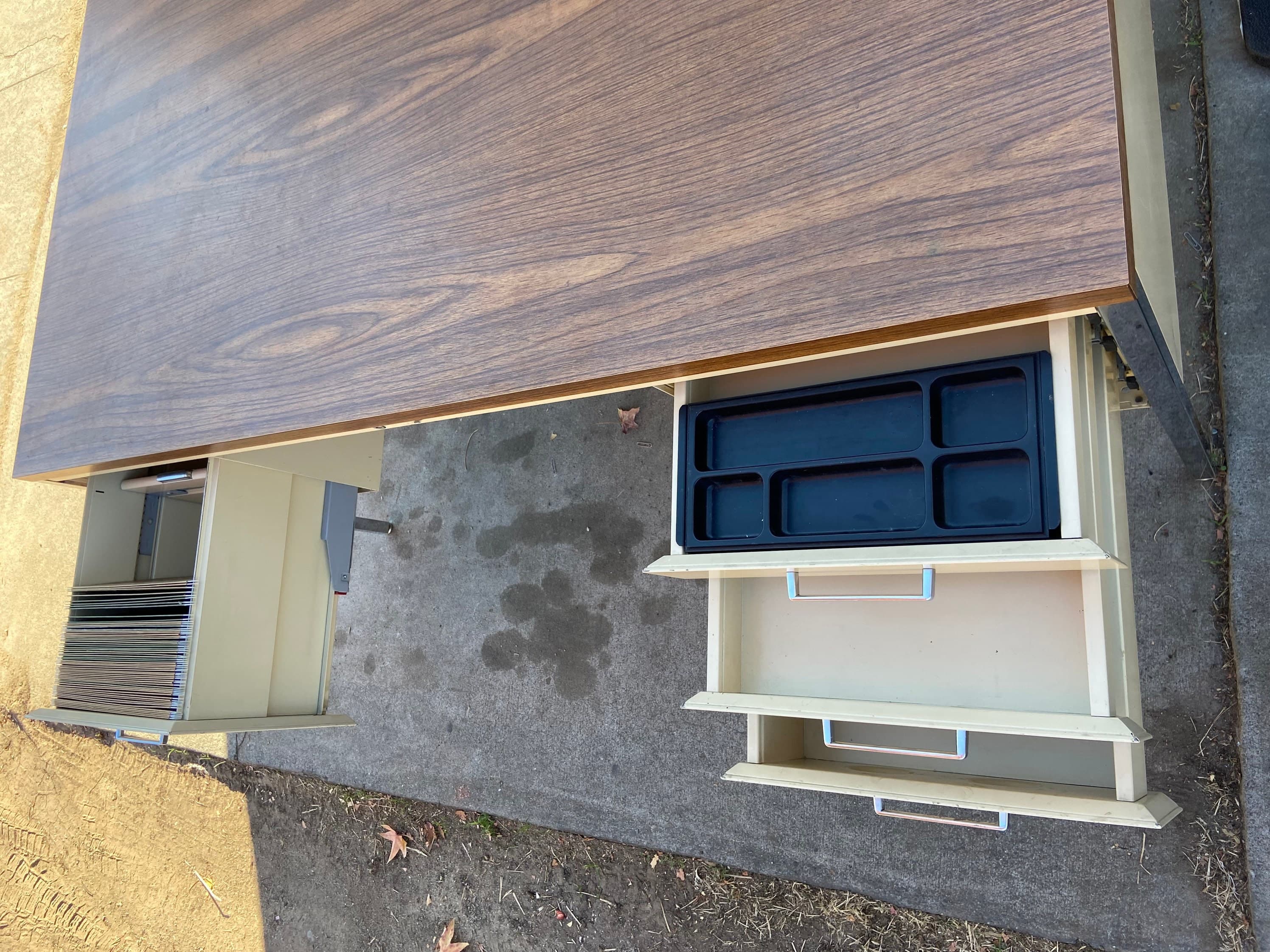 All steel brand vintage mid century modern metal tanker desk - Thumbnail 2