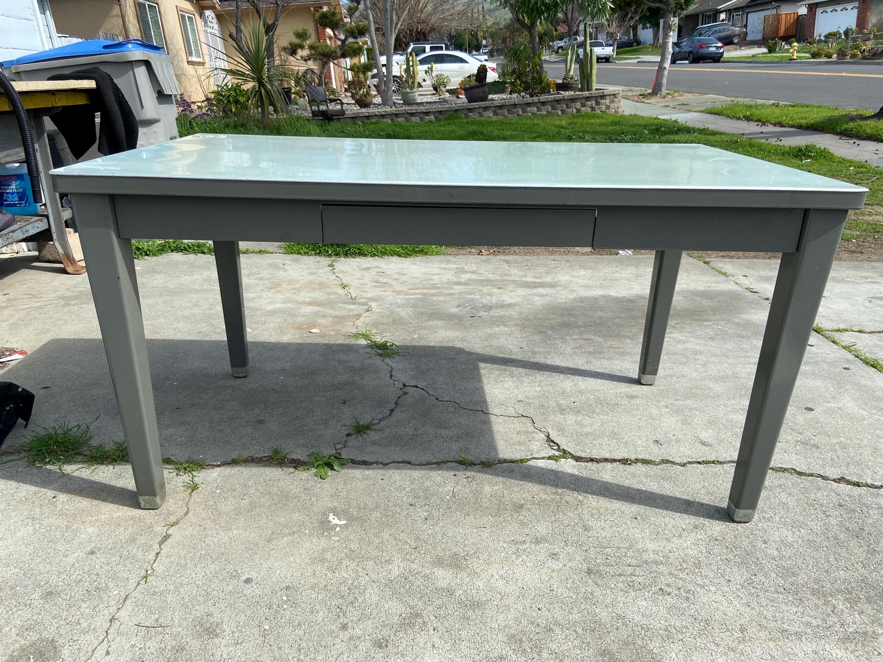 Haskell vintage mid century modern metal tanker desk table - Thumbnail 8