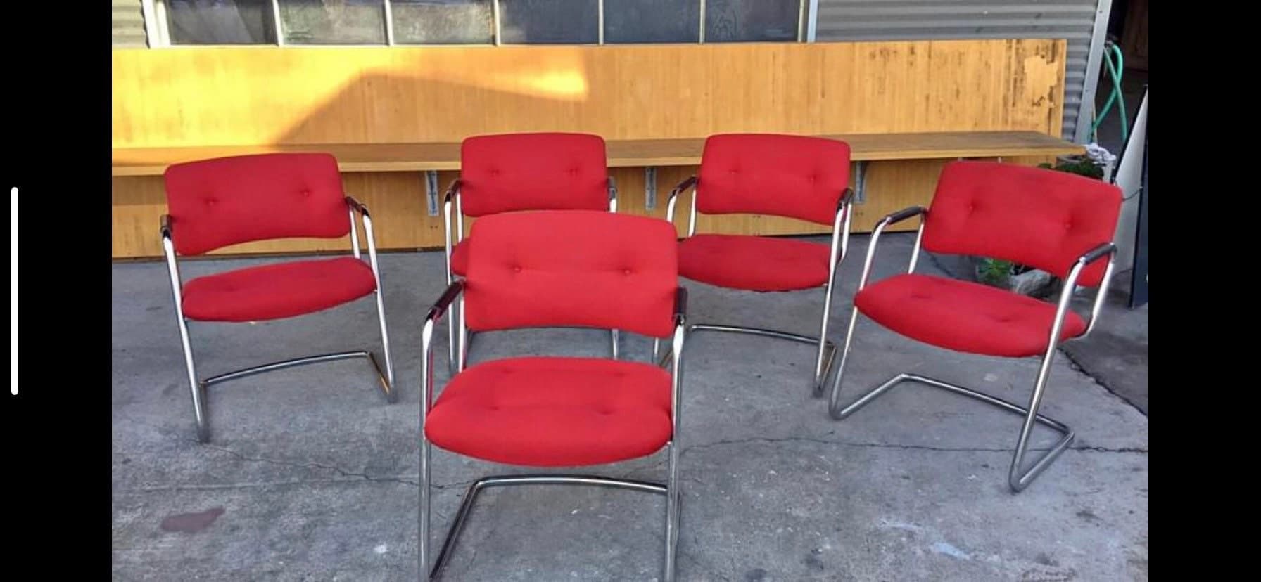 Steelcase vintage Cantilever armchairs set of 5 - Thumbnail 7
