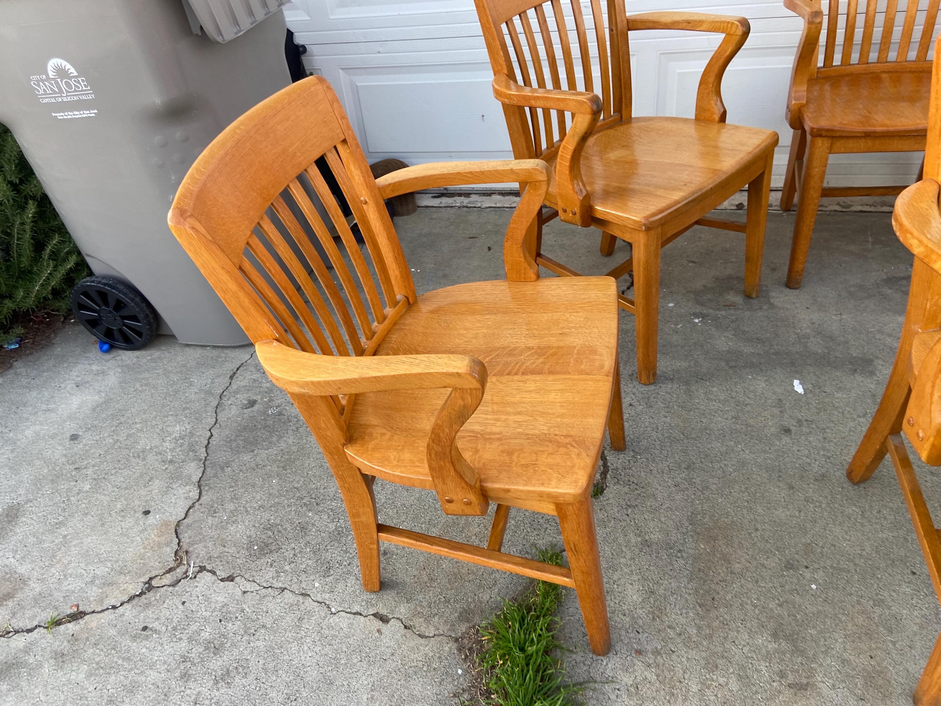 Antique Jasper Furniture Seating Bankers Golden Oak Chair Set Of 7 - Thumbnail 6