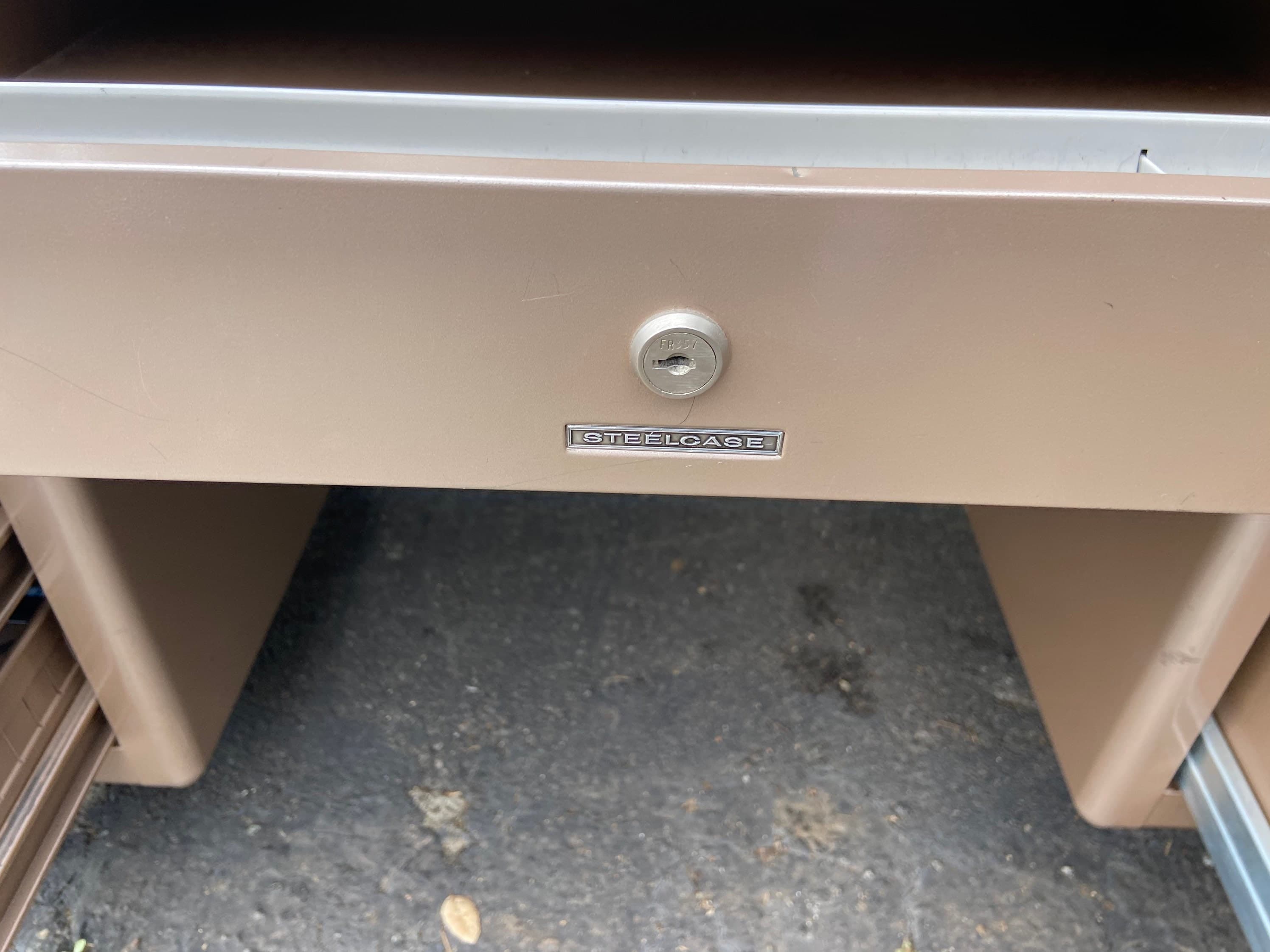 Steelcase vintage mid century modern metal tanker desk - Thumbnail 3