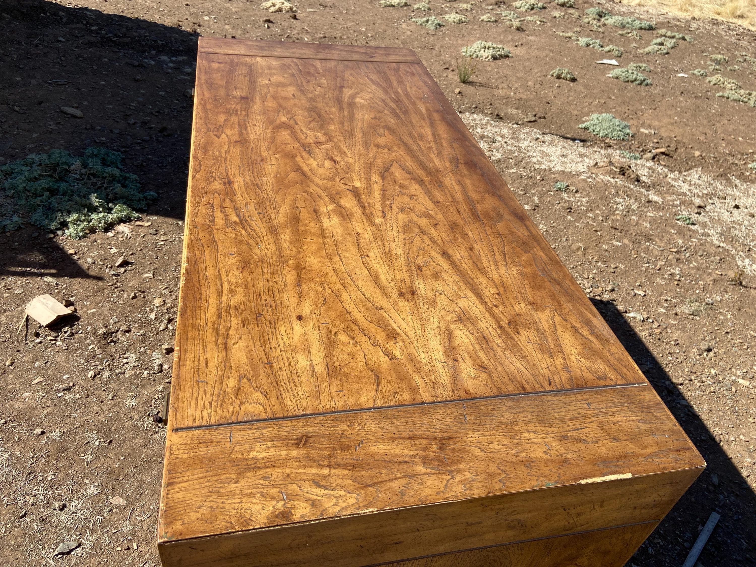 vintage mid century modern Drexel campaign desk some surface damage - Thumbnail 3