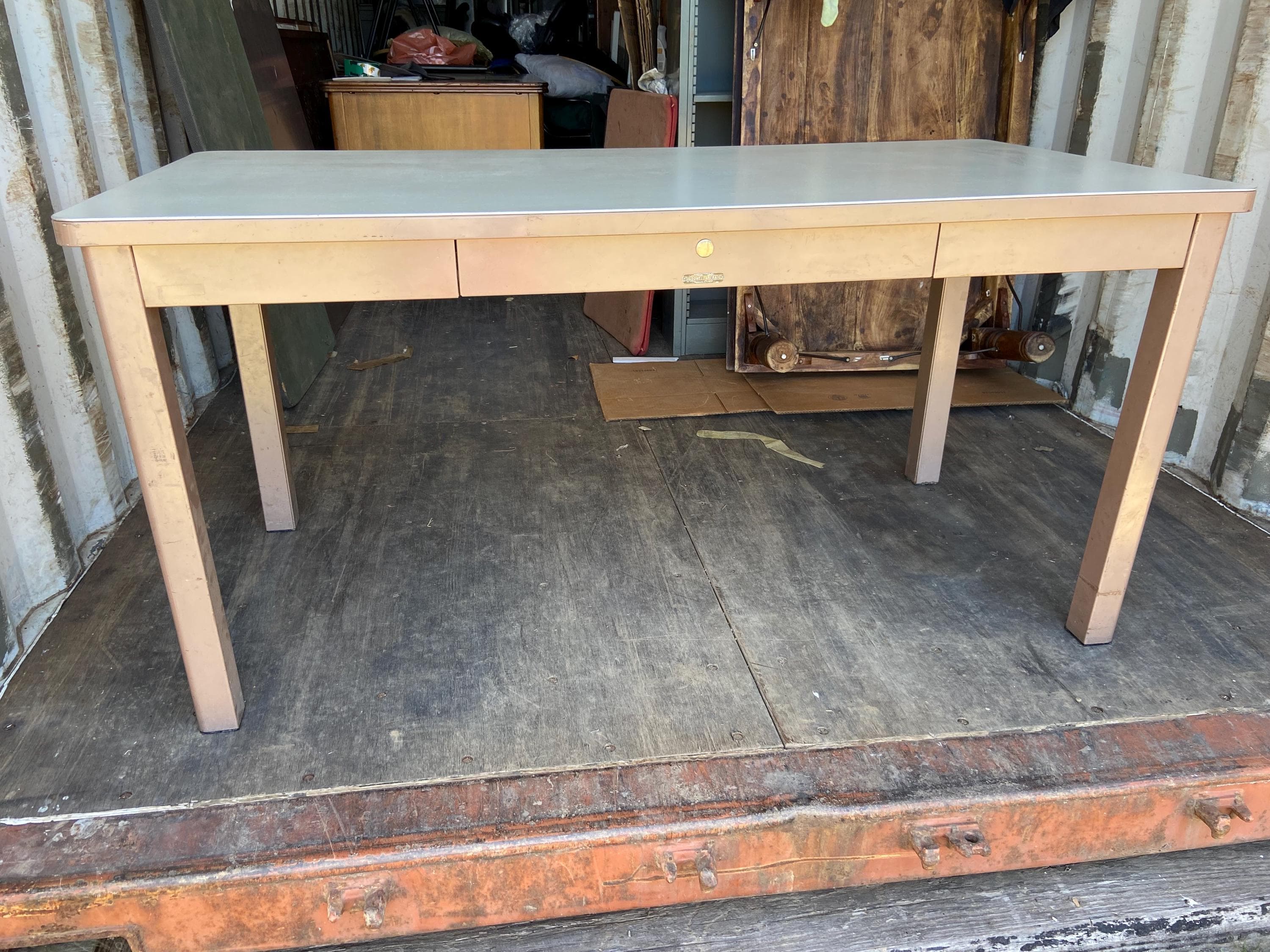 McDowell & Craig vintage mid century modern metal tanker desk - Thumbnail 10