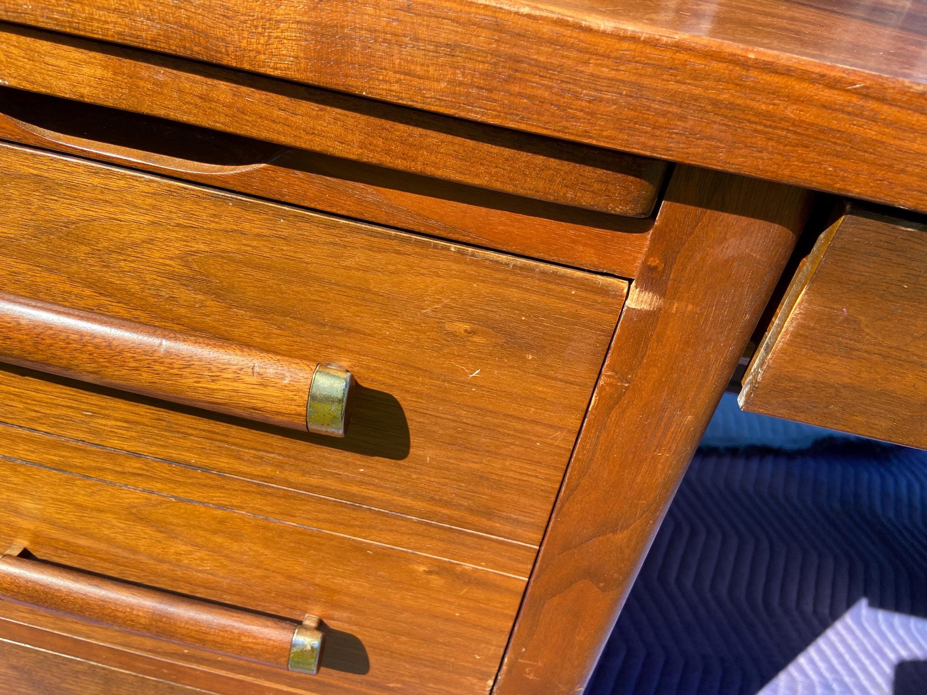 vintage mid century modern walnut executive desk - Thumbnail 4