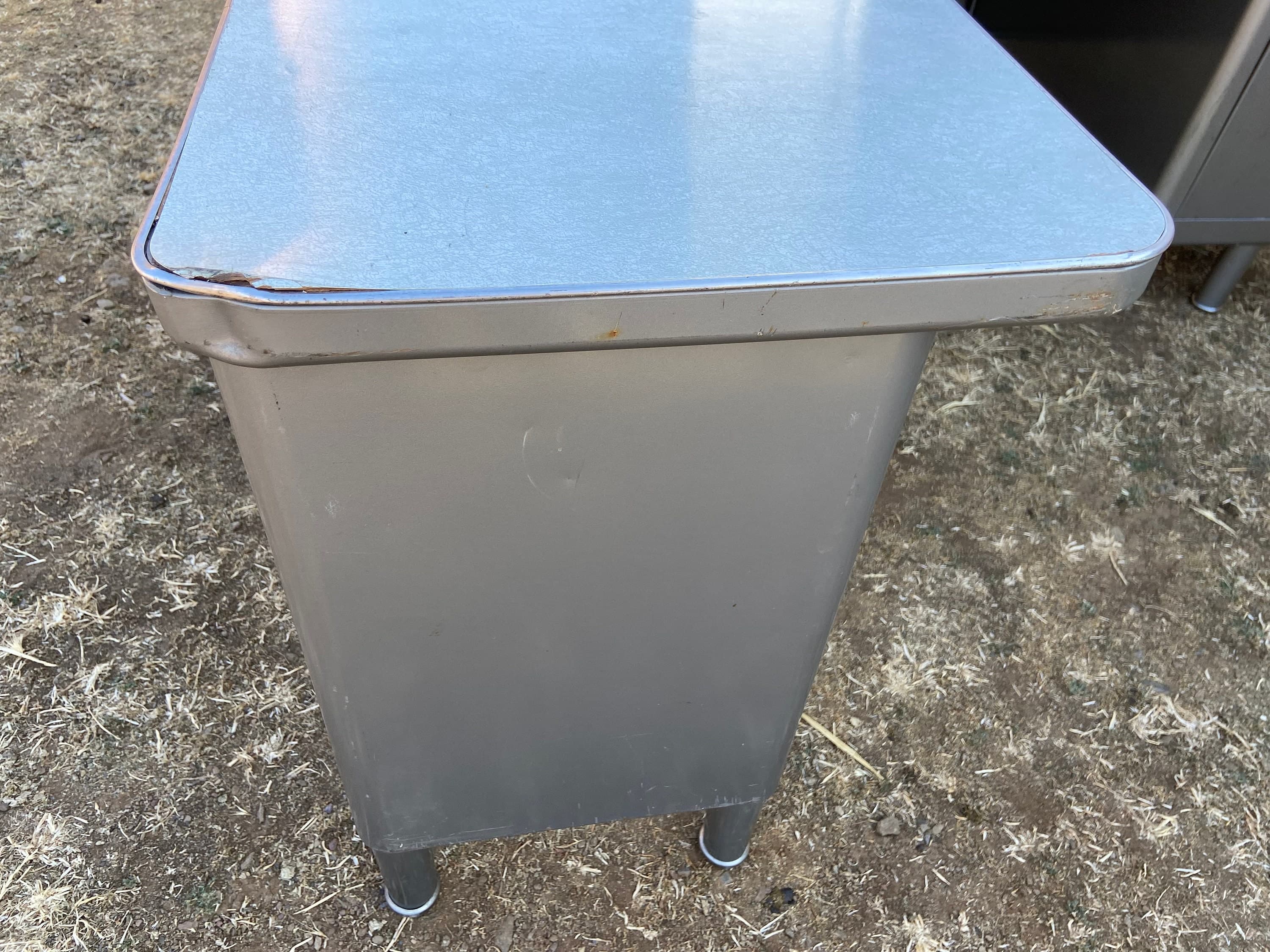 Steelcase vintage mid century modern L shape desk with return - Thumbnail 9