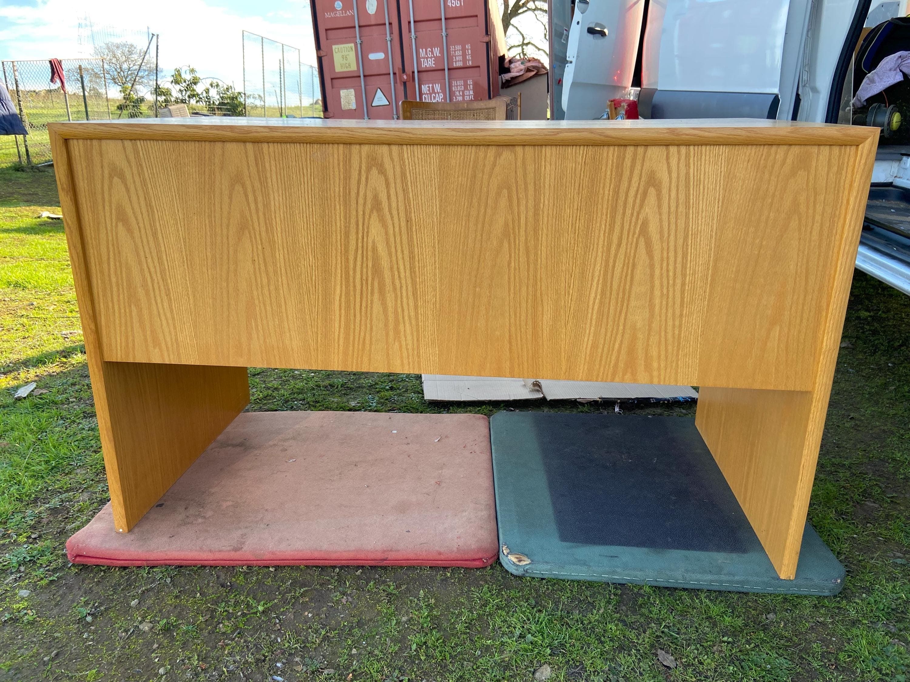 Vintage Mid  Century Modern Oak Veneer Desk  And Paul mccobb Cane Chair Style - Thumbnail 3
