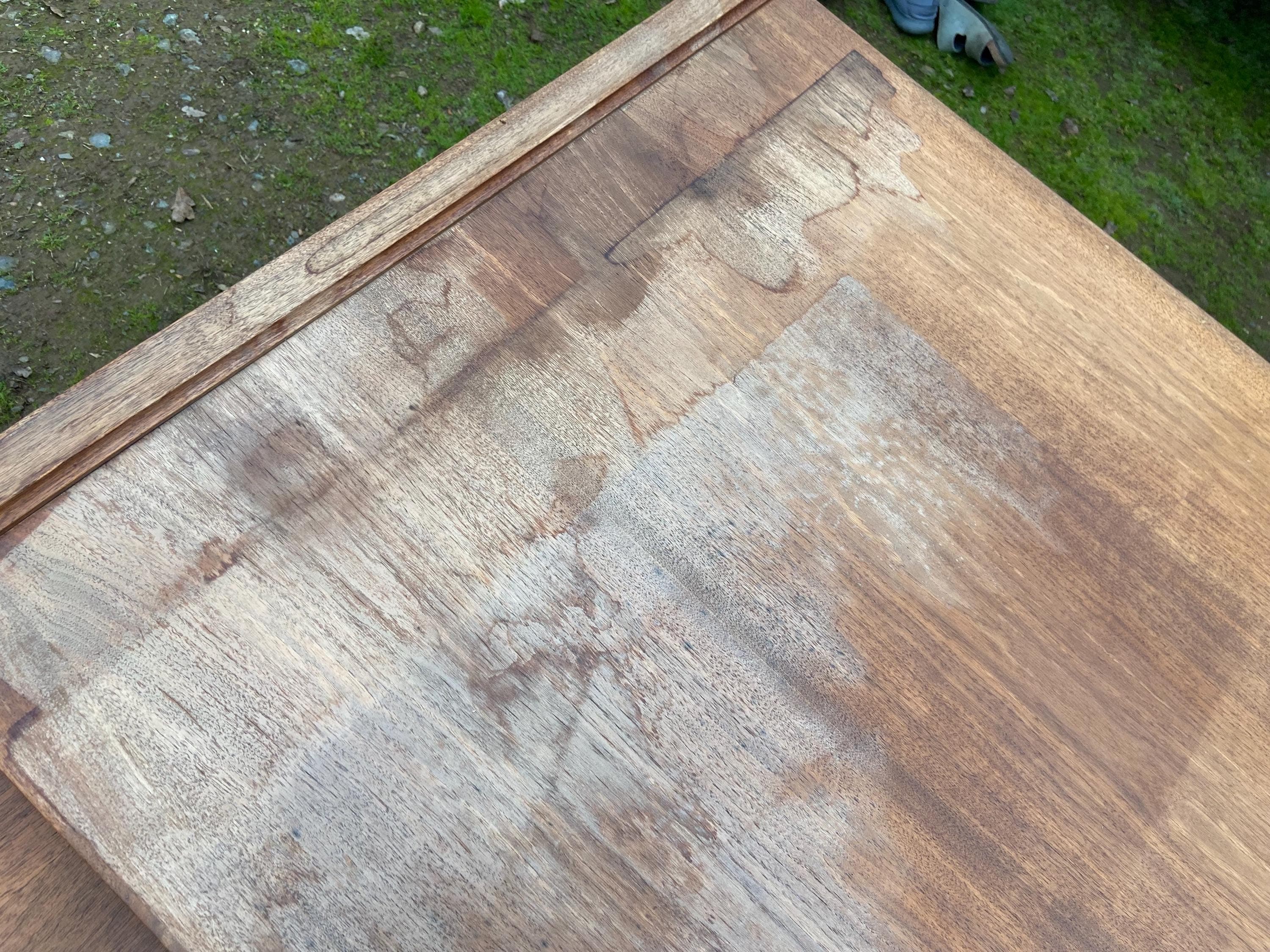 vintage mid century modern walnut corner desk surface top needs refinishing - Thumbnail 4