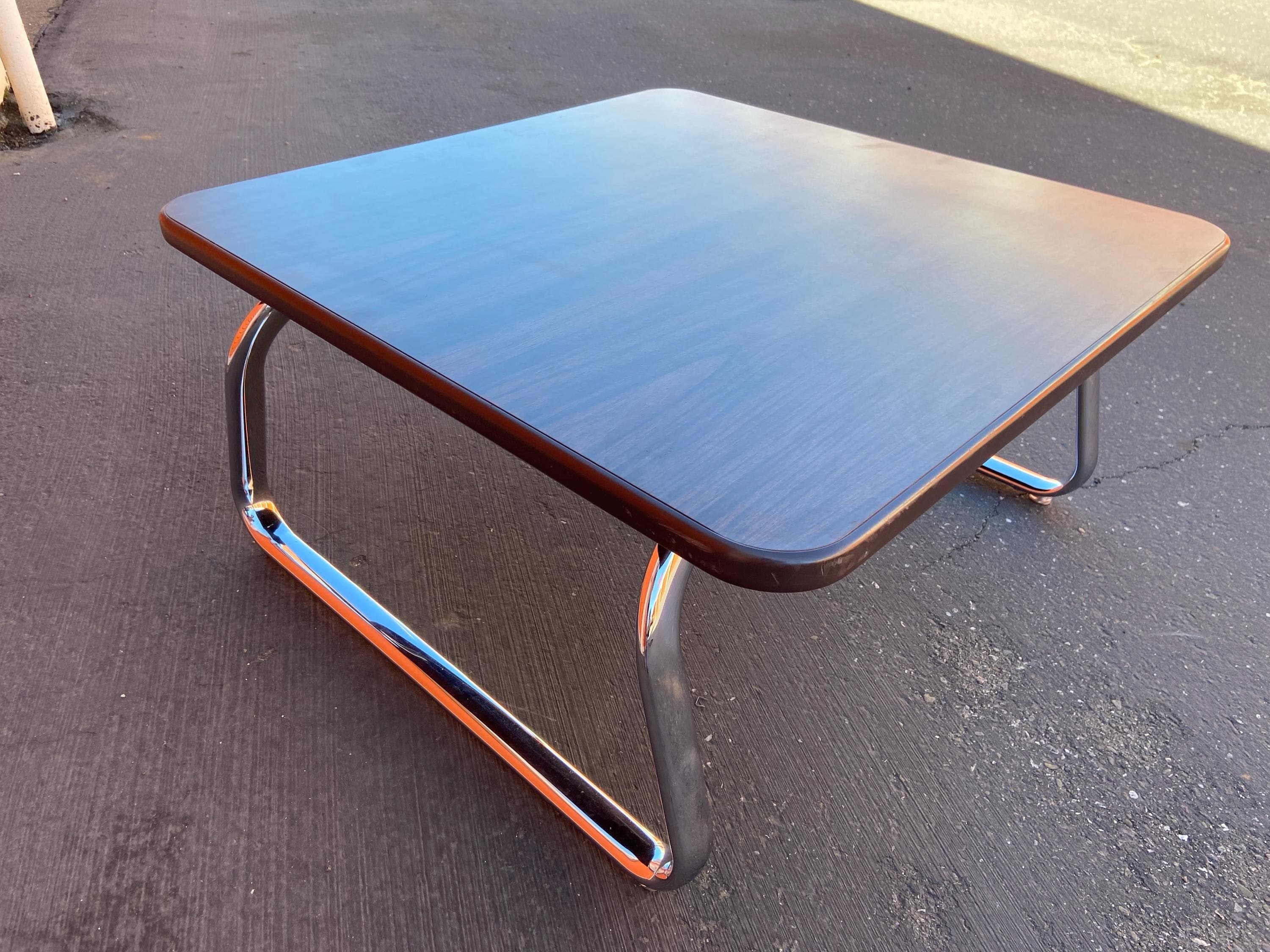 steelcase vintage mid century modern chrome tubular coffee table - Thumbnail 8