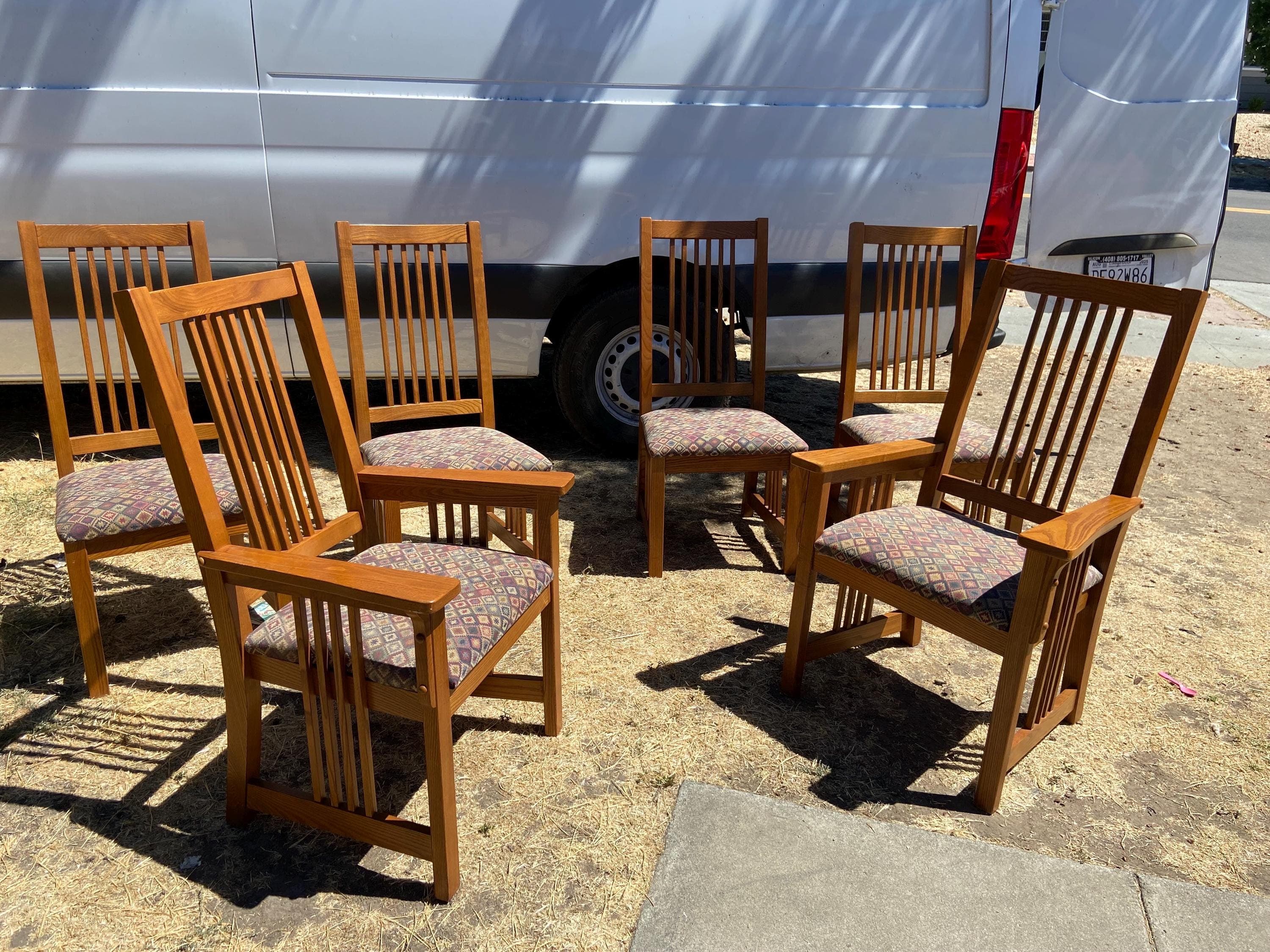 late 20th century basset furniture mission arts & crafts oak dining chairs set of 6 - Thumbnail 7