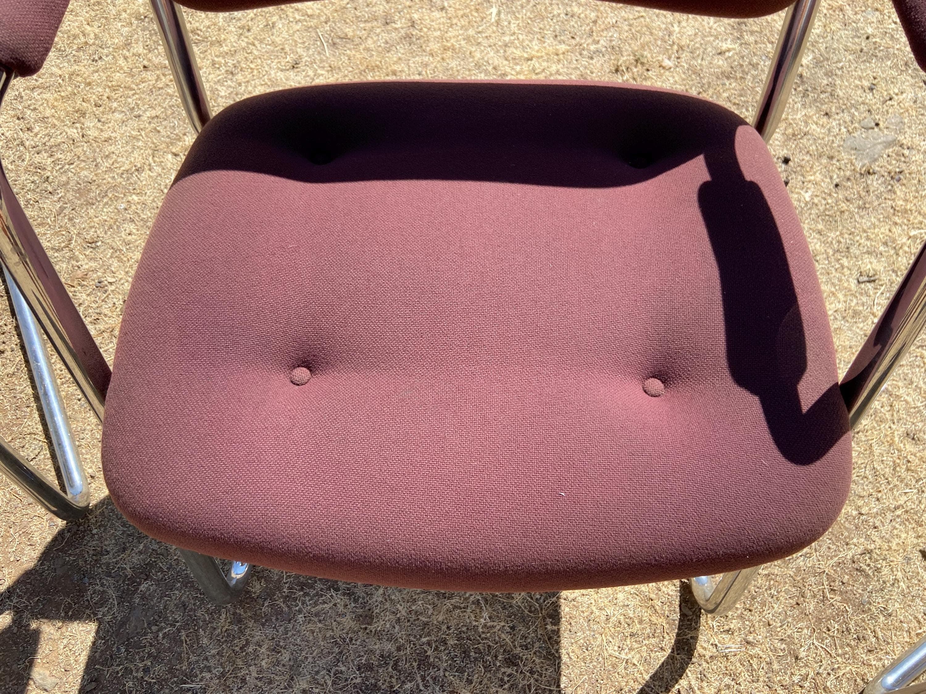 Steelcase Cantilevered chrome fabric accent chair set of 6 - Thumbnail 3